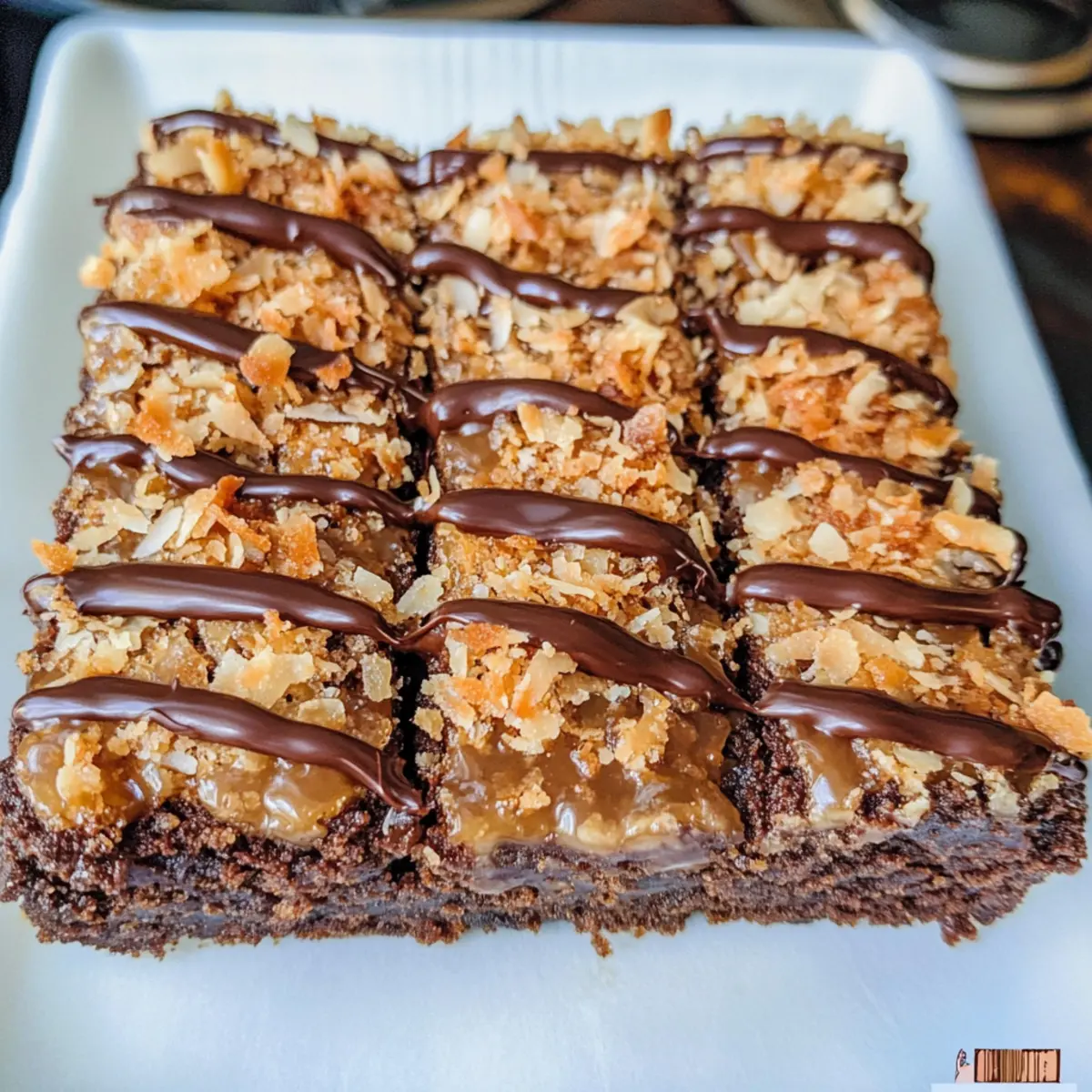 Samoa Brownies mit Karamell und Kokosnuss