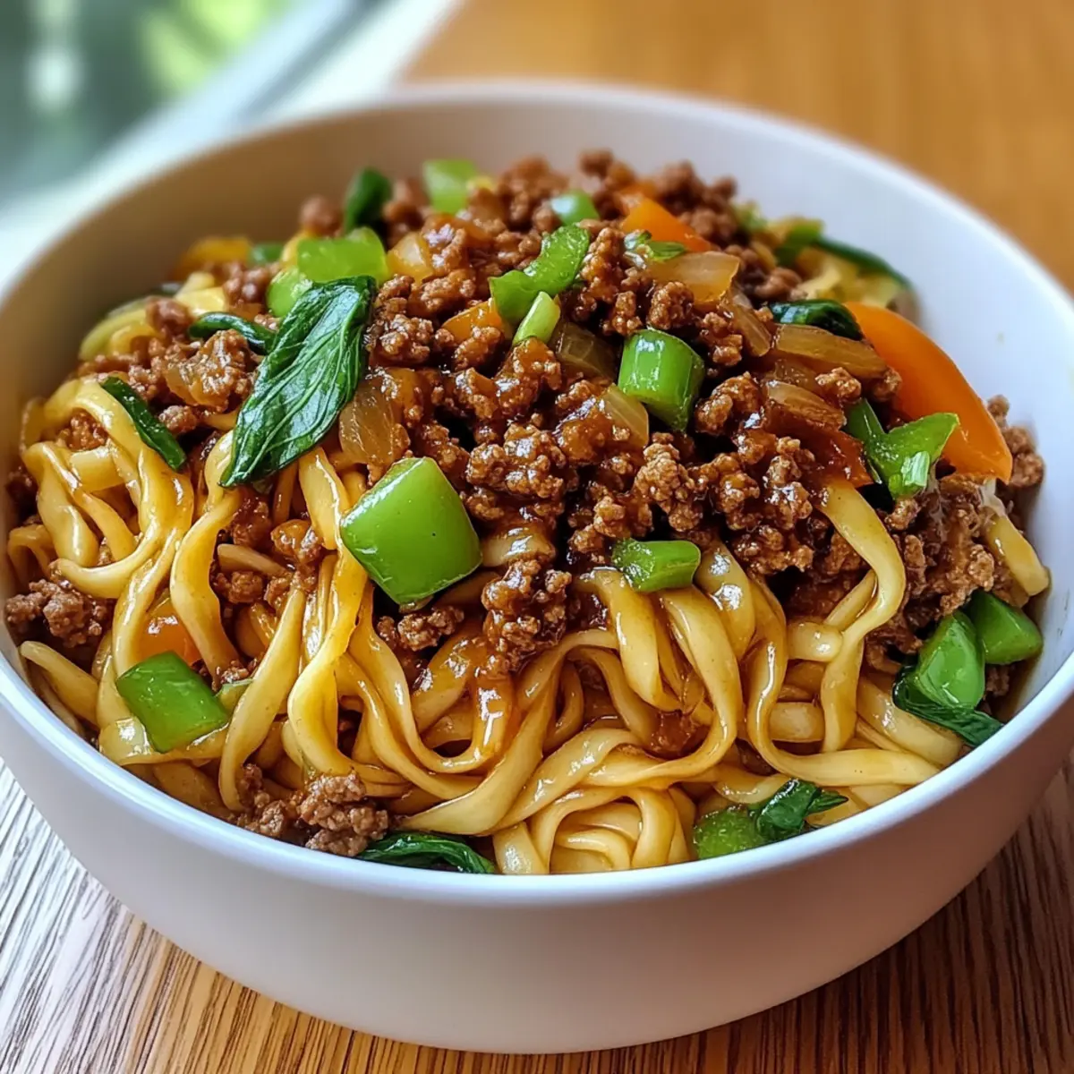 Würziges Rinderhackfleisch Mongolische Nudeln schnell zubereitet