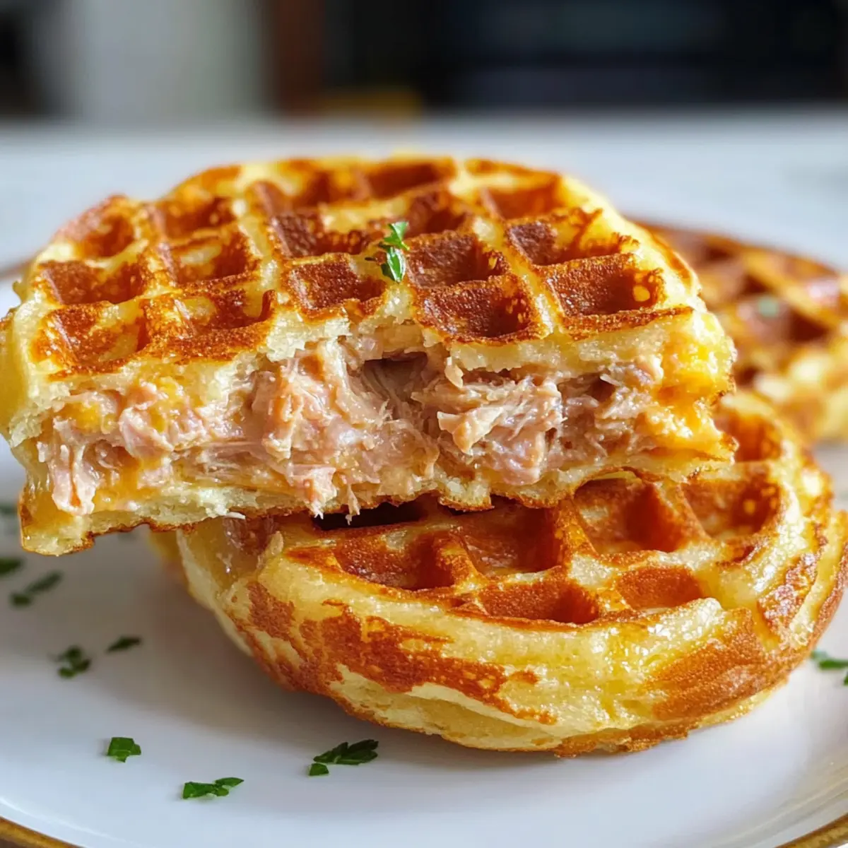 Herzhafter Thunfischschmelz-Chaffle in Minuten