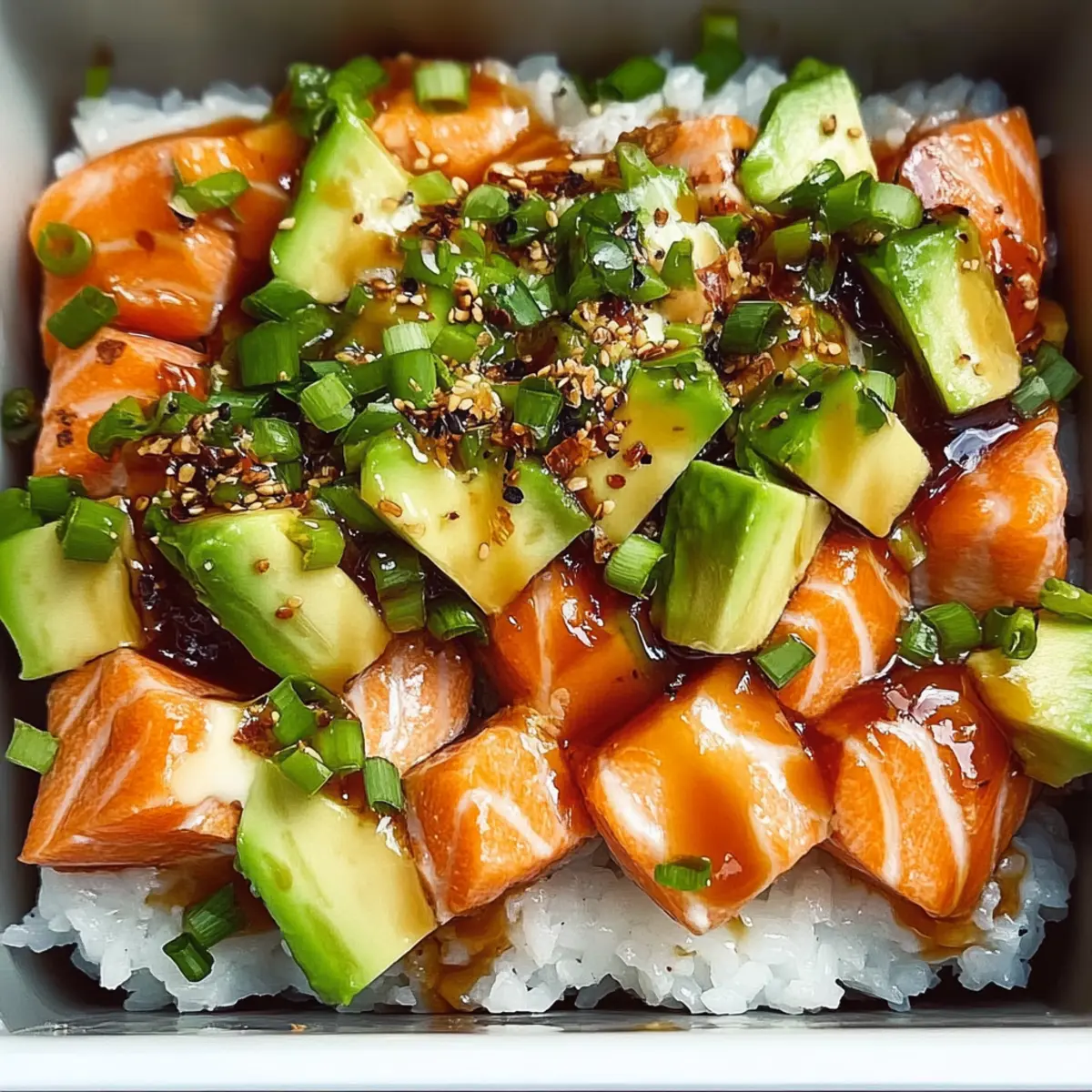Teriyaki Lachs Sushi Auflauf für kuschelige Abende