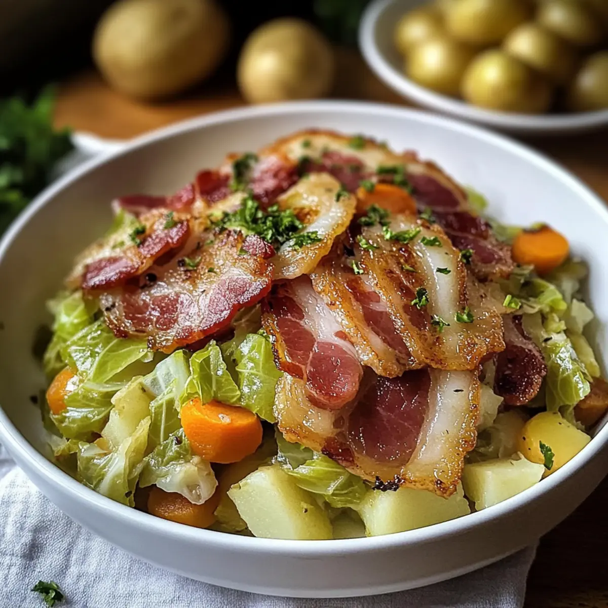 Traditioneller irischer gekochter Speck und Kohl Genuss