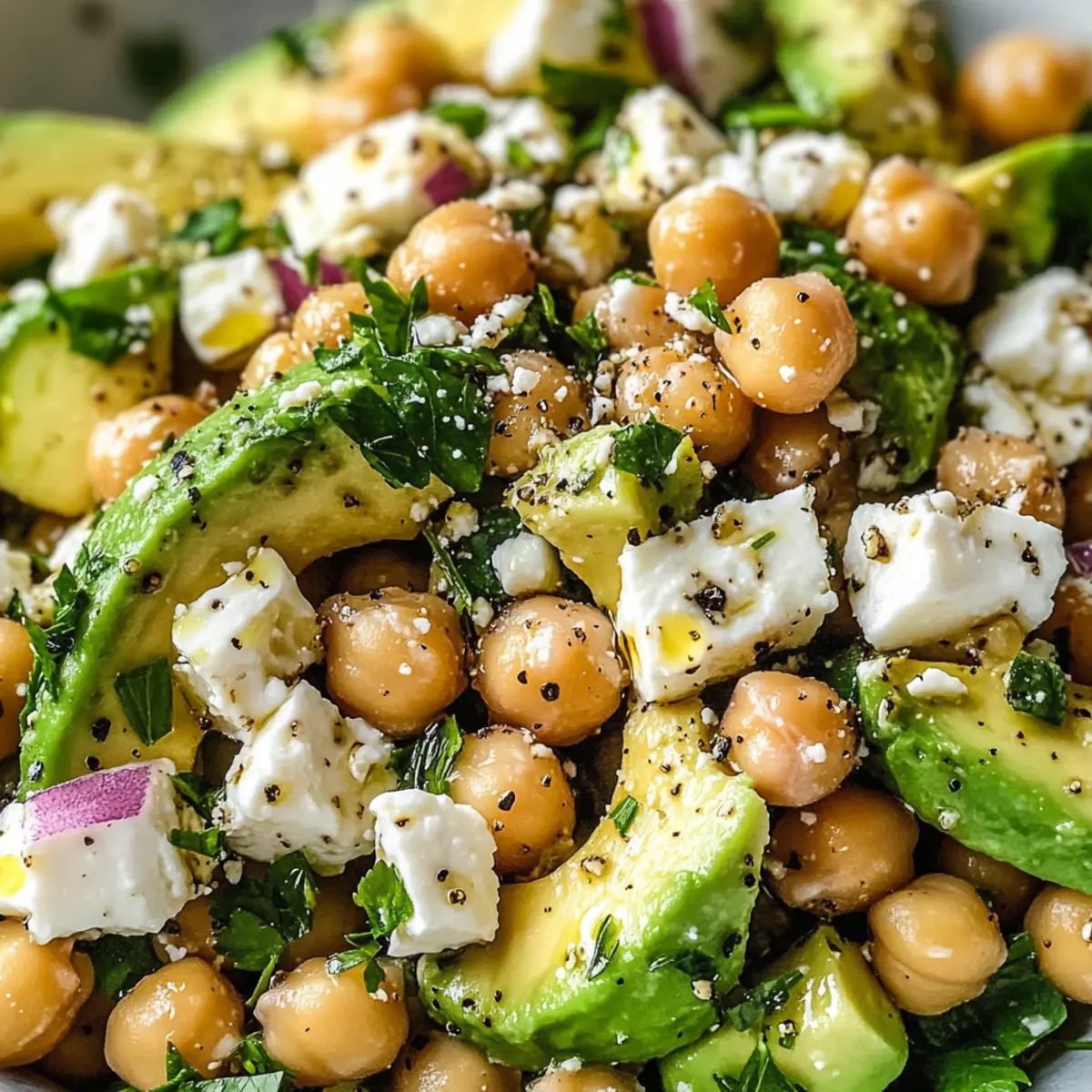 Kichererbsen Feta Avocado Salat für jeden Tag