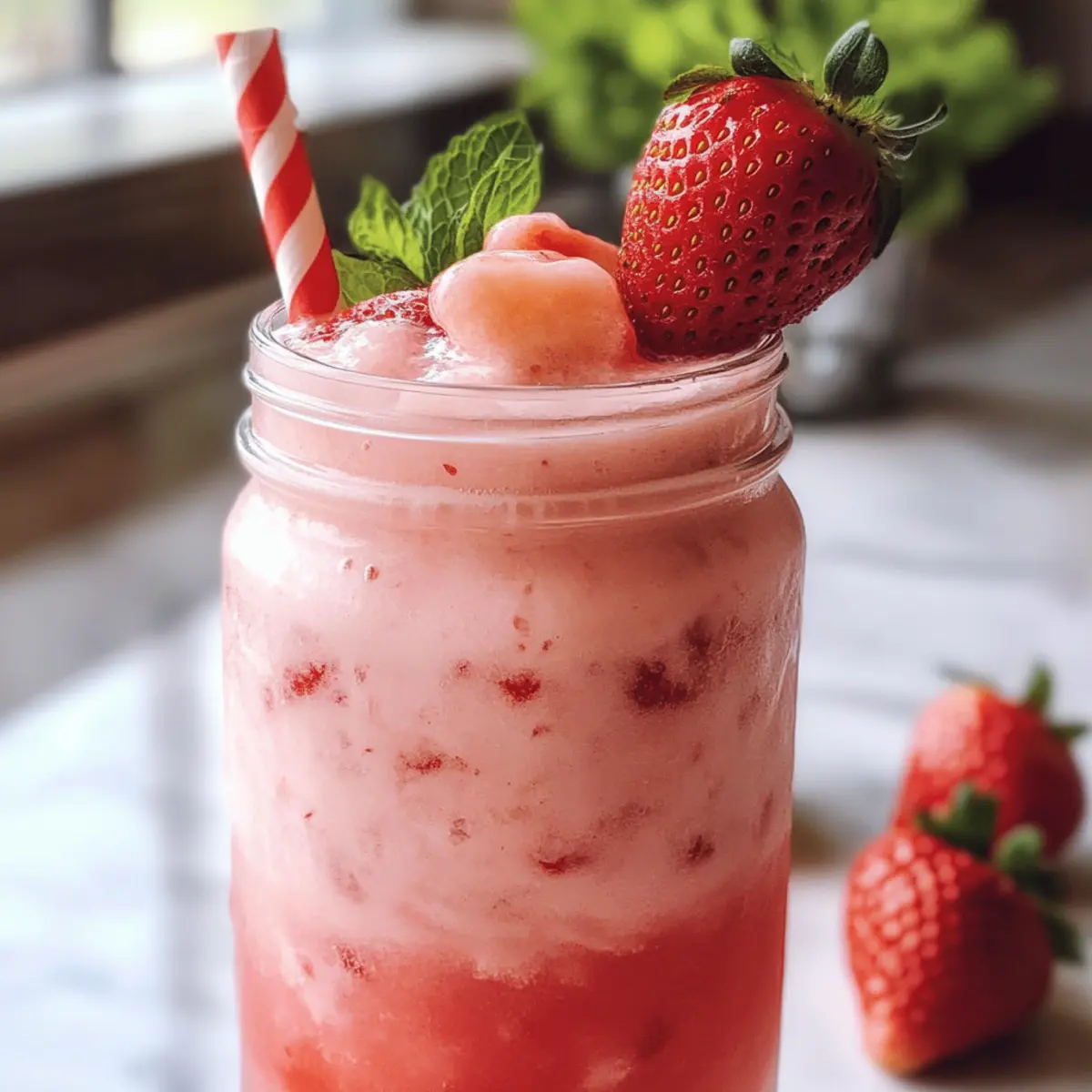 Kokosnuss Erdbeer Erfrischer für heiße Tage