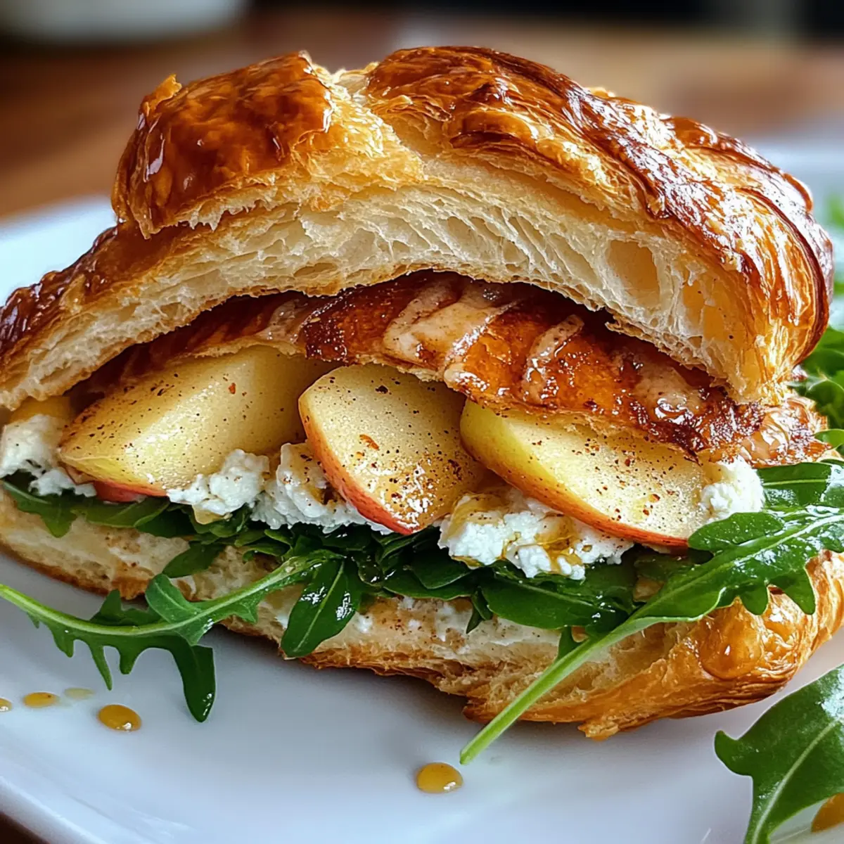 Croissant-Sandwich mit Apfel und Ziegenkäse genießen