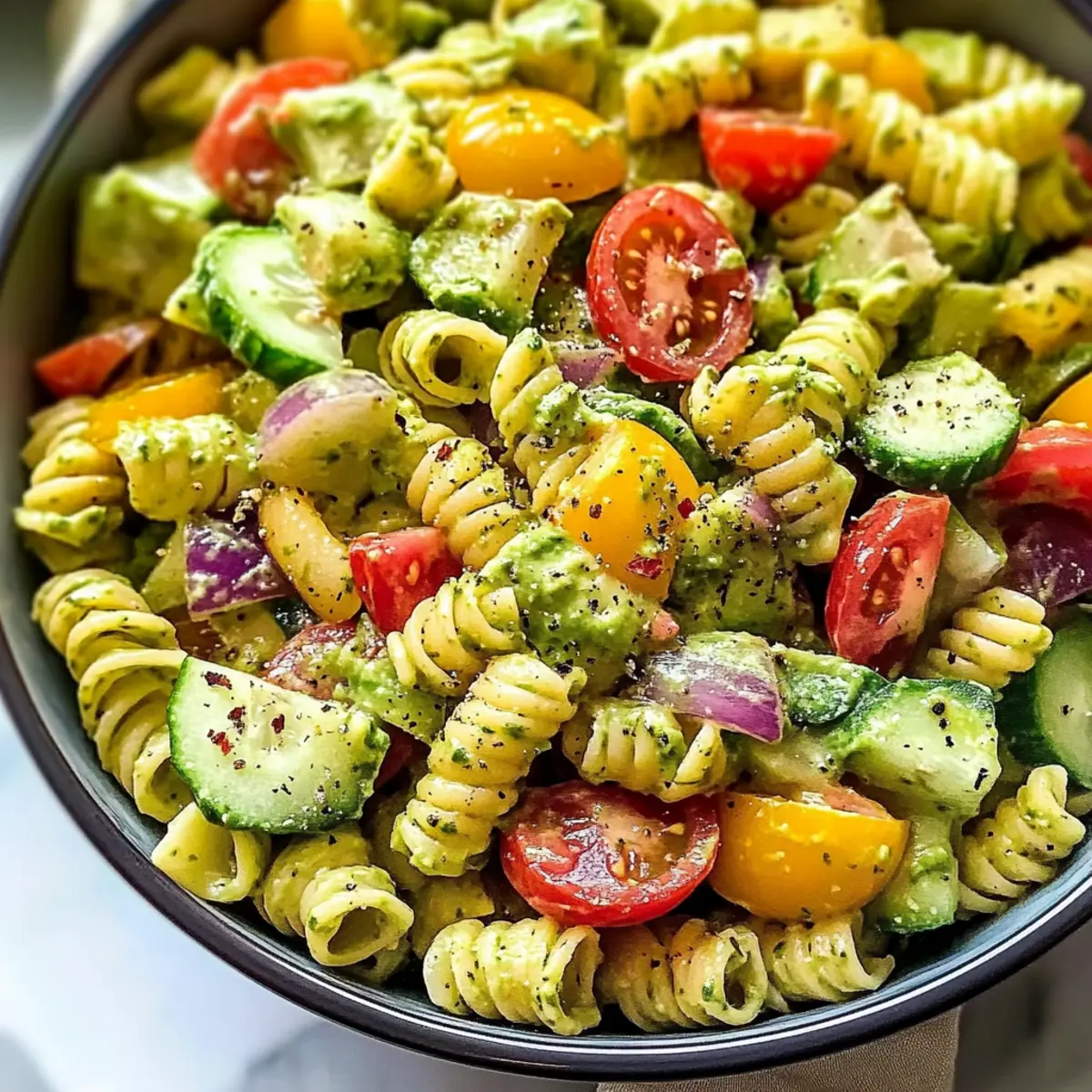 Milchfreier Avocado-Pasta-Salat für den perfekten Sommer