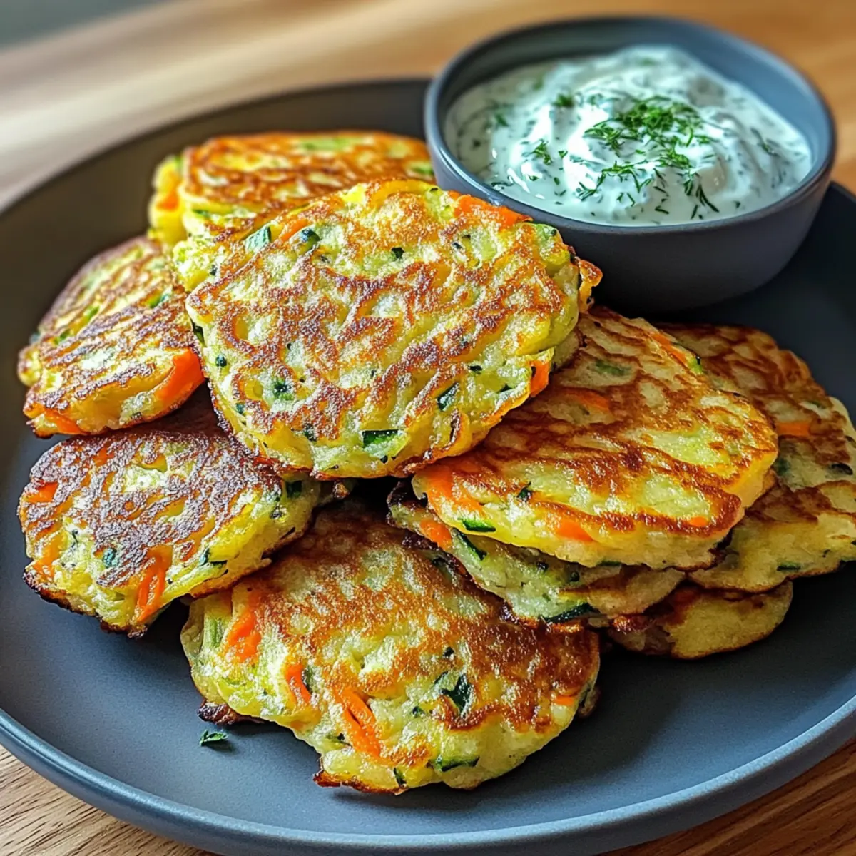 Gemüsepfannkuchen mit Kräuterdip ganz einfach selber machen