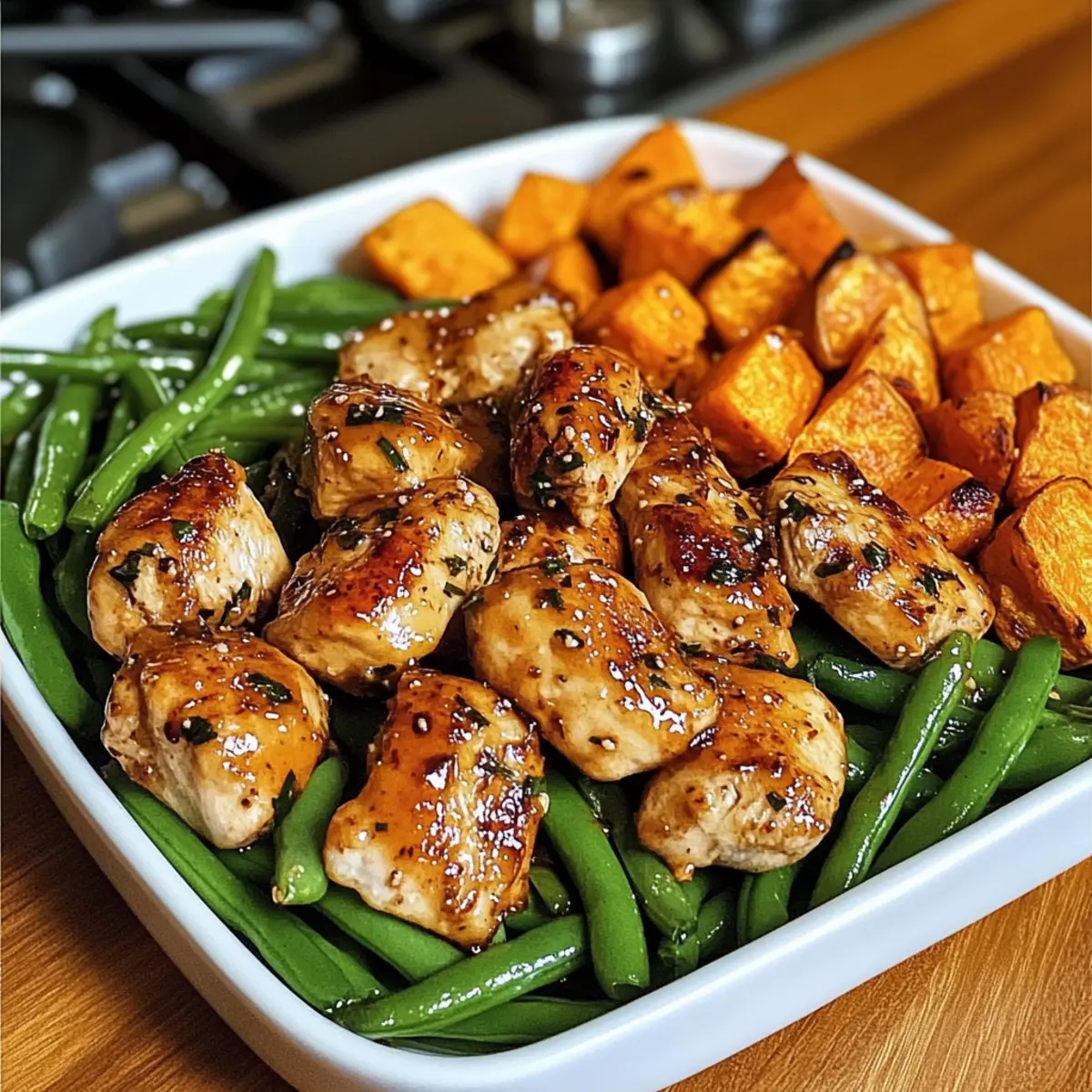 Honig-Knoblauch-Hähnchen und Süßkartoffel leicht gemacht