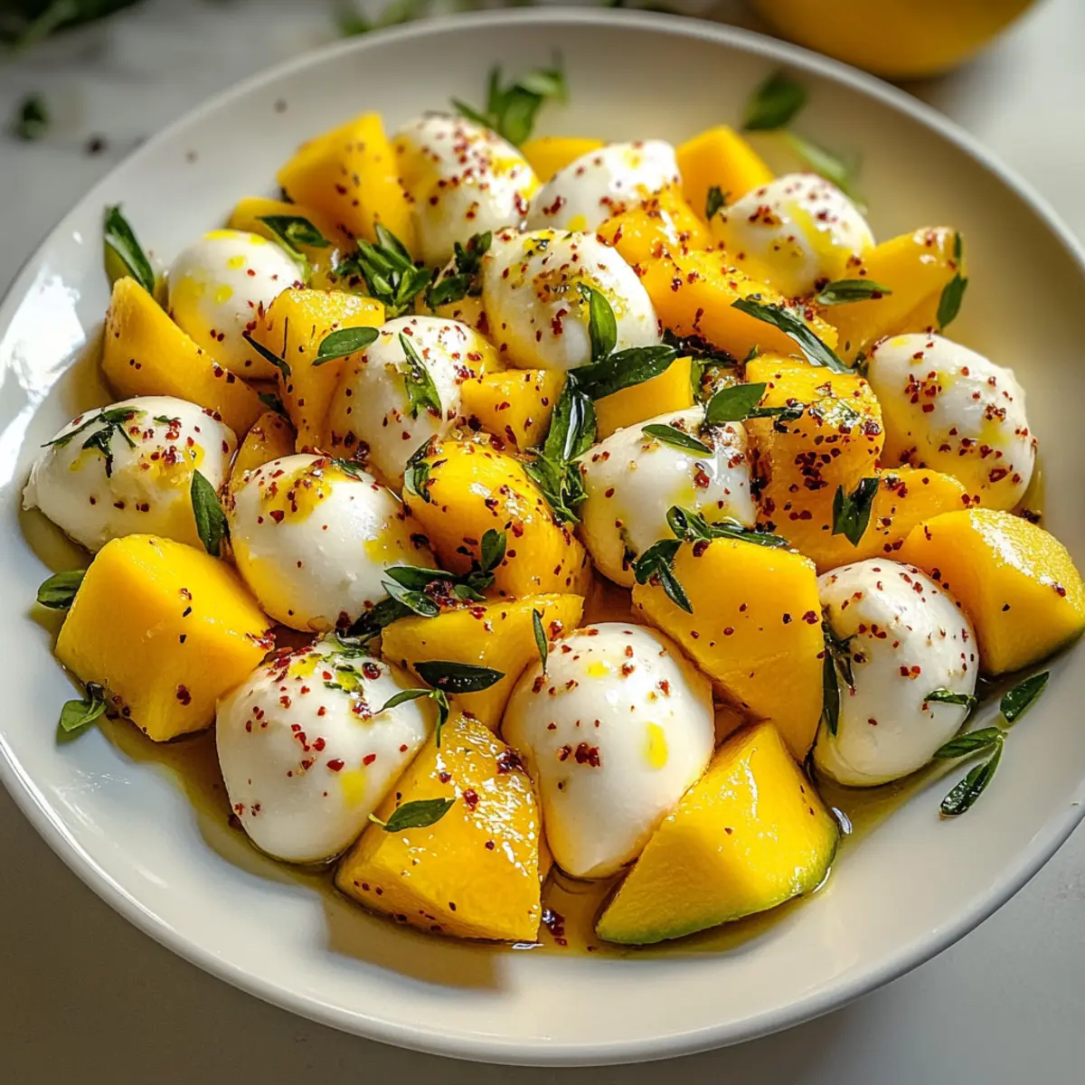 Mango-Mozzarella-Salat mit Limette und Chili frisch genießen