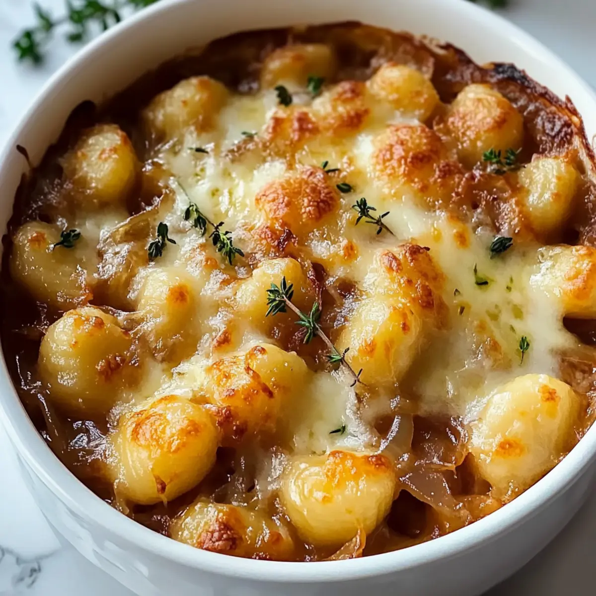Einfach gebackene französische Zwiebeln Gnocchi lecker genießen