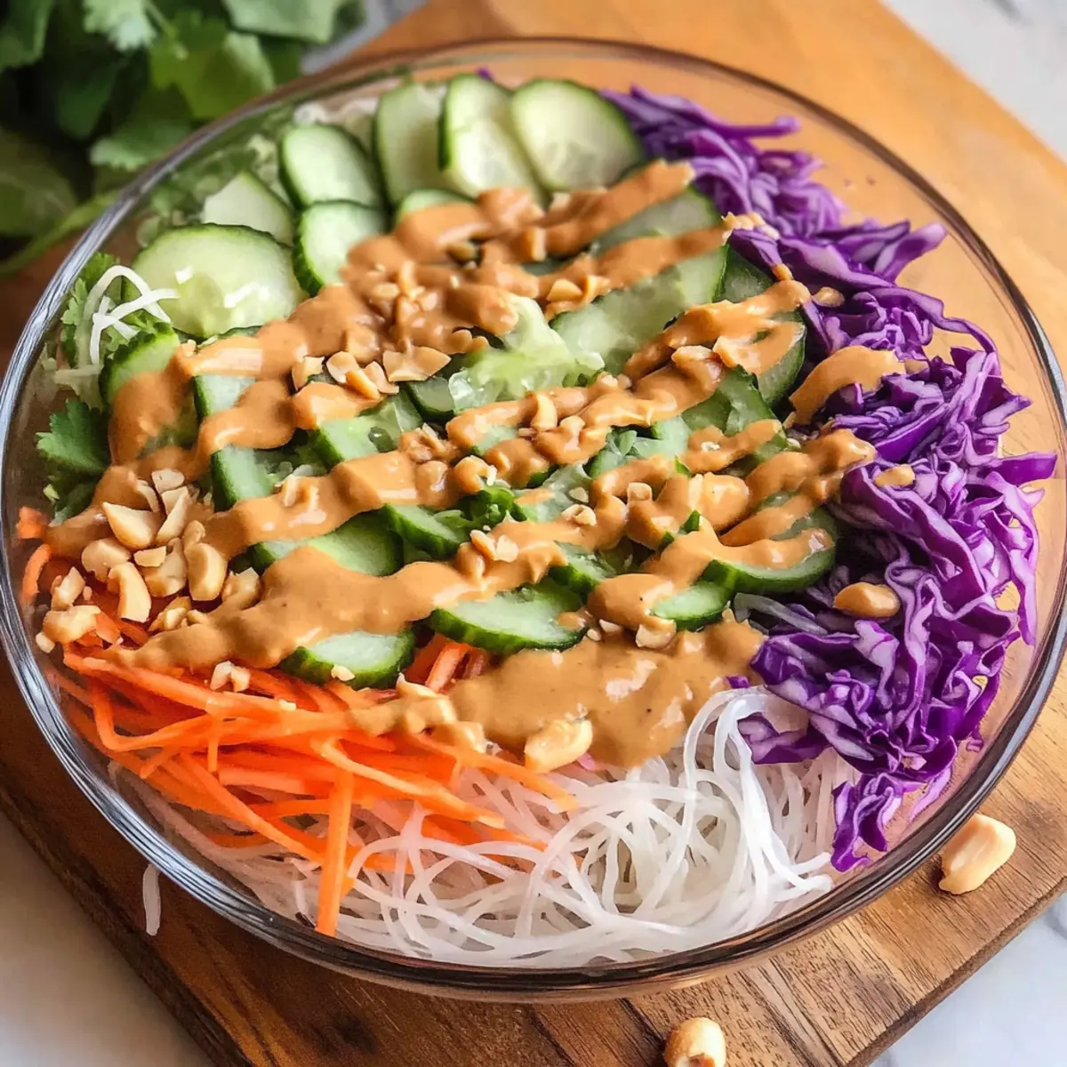 Frühlingsrollen-Salat mit Erdnusssauce: Frisch und Lecker