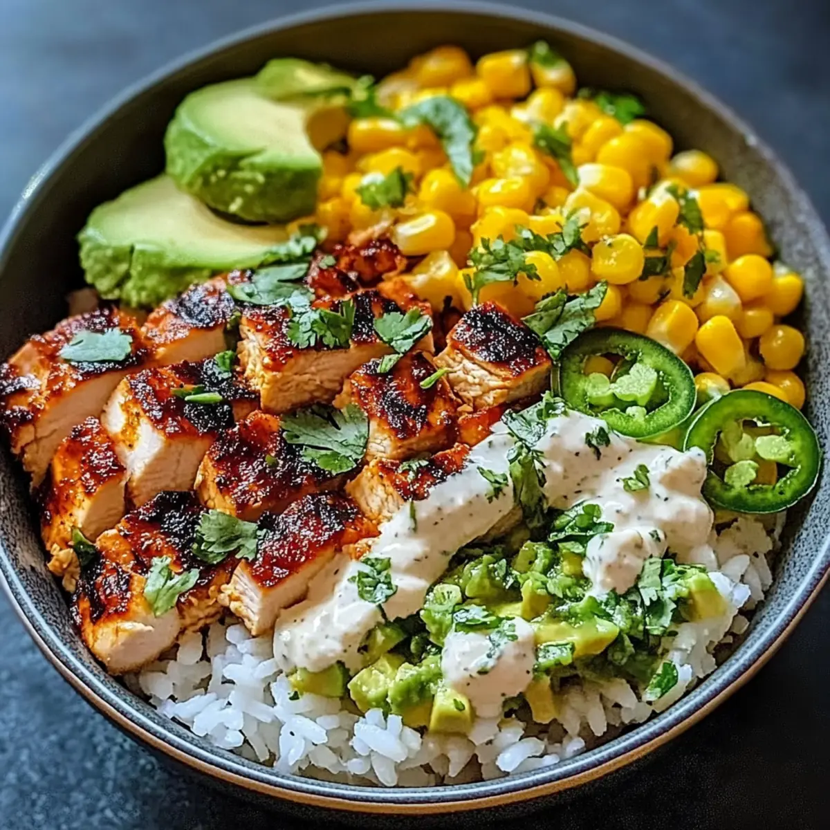 Straßenmais Hähnchen Reis Schüssel für schnelles Kochen