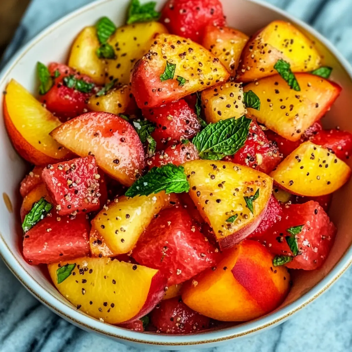 Sommer-Pfirsich-Wassermelonen-Salat leicht gemacht