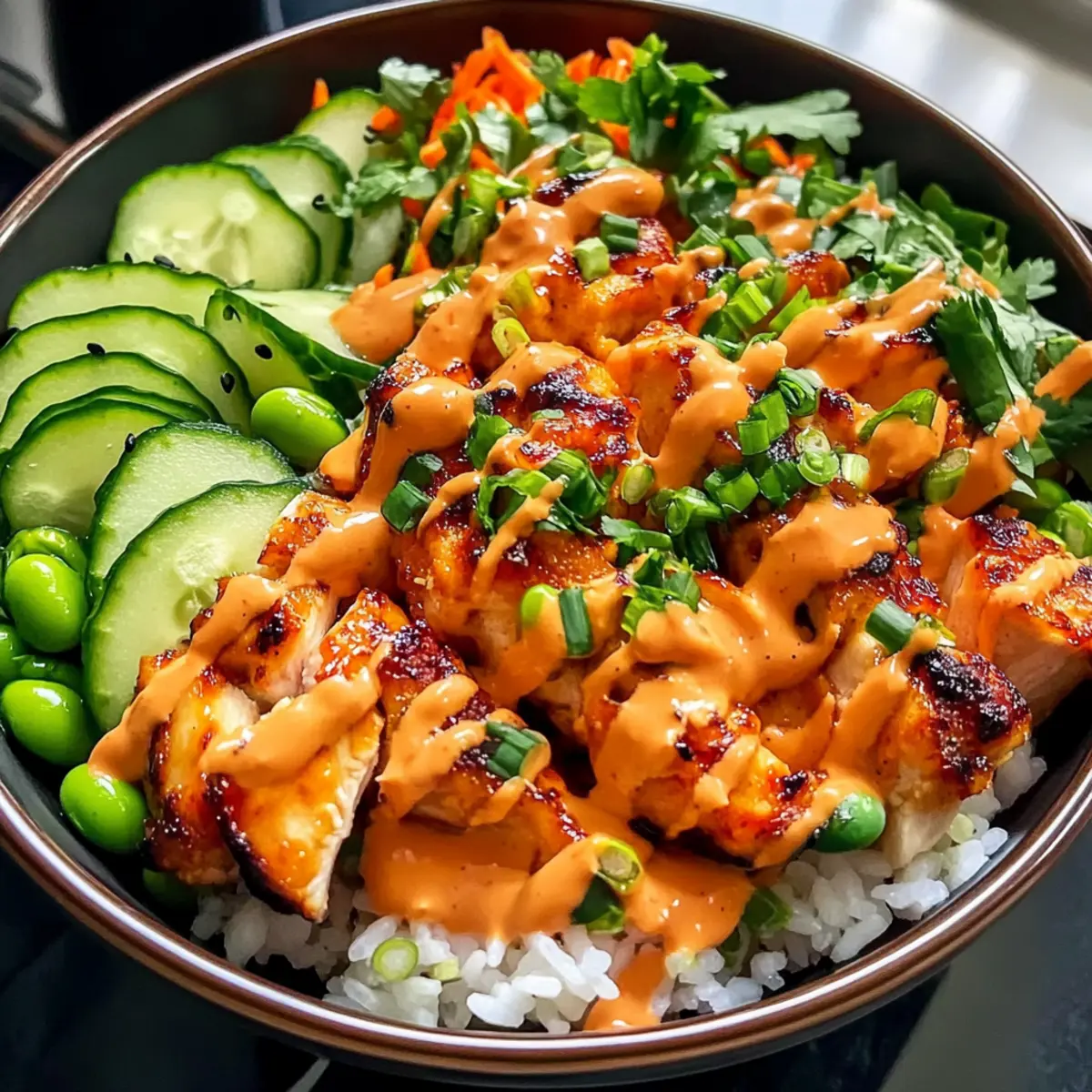 Bang Bang Chicken Bowl für proteinreiche Abende