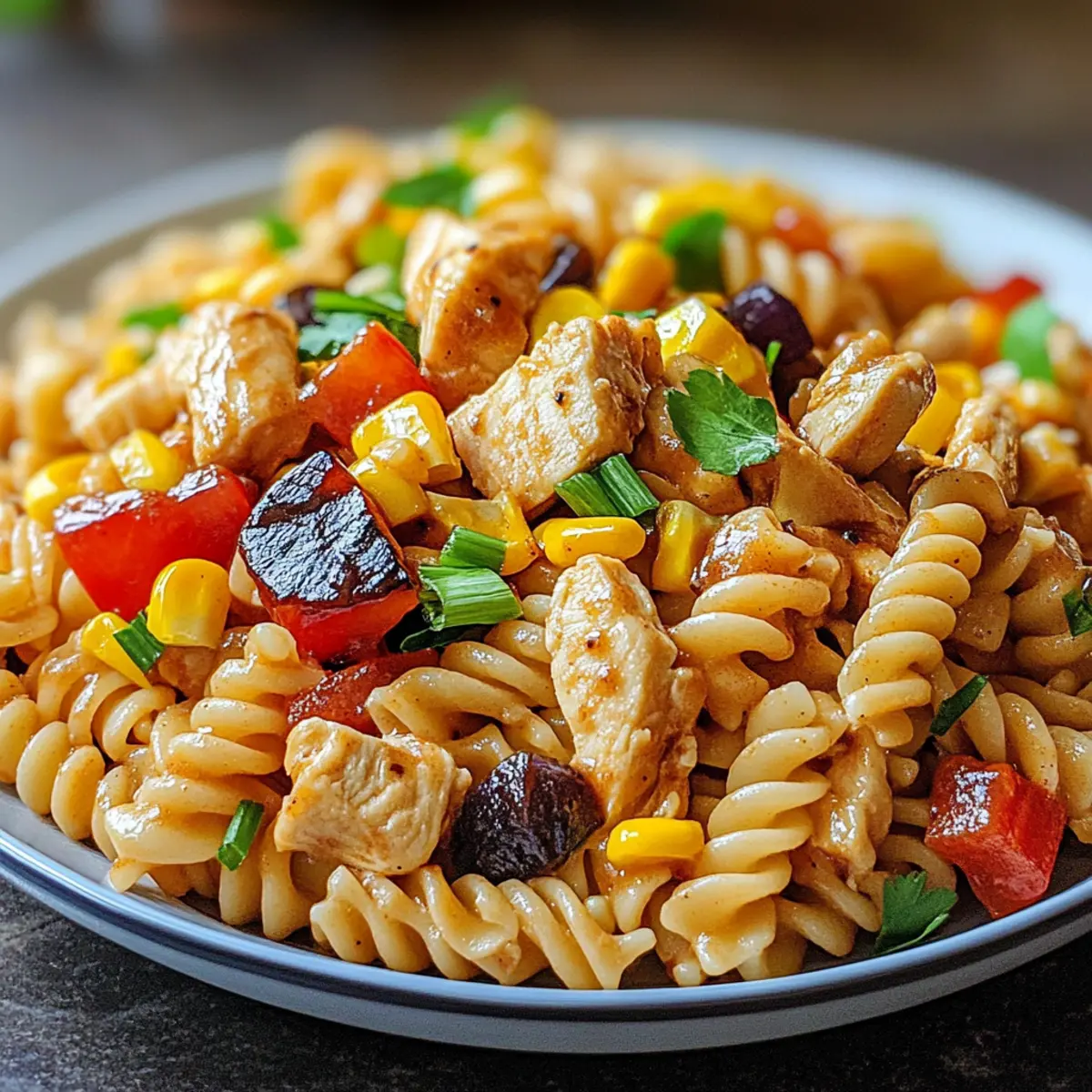 BBQ Hähnchen Pasta Salat für den perfekten Sommer