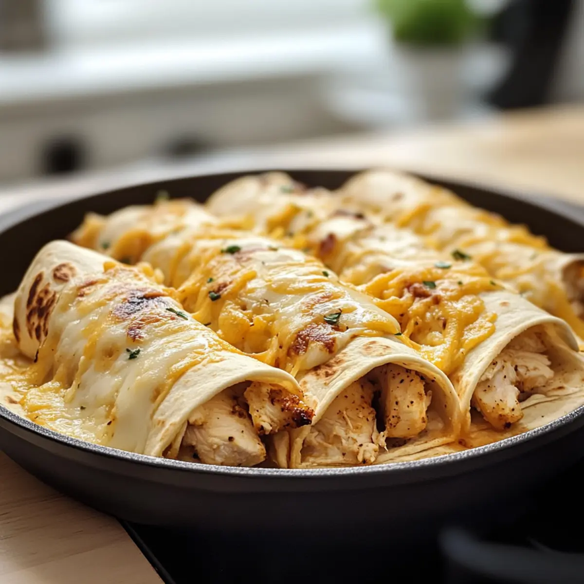 Käse Knoblauch Hähnchen Wraps für schnelles Dinner