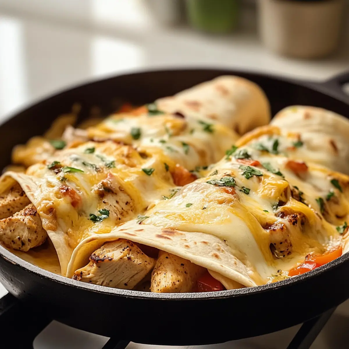 Käse Knoblauch Hühnchen Wraps ganz einfach zubereiten