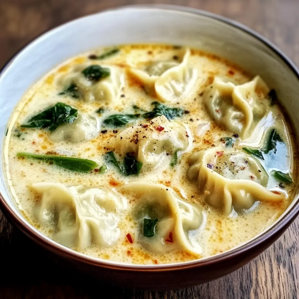 Cremige thailändische Knödelsuppe schnell zubereitet