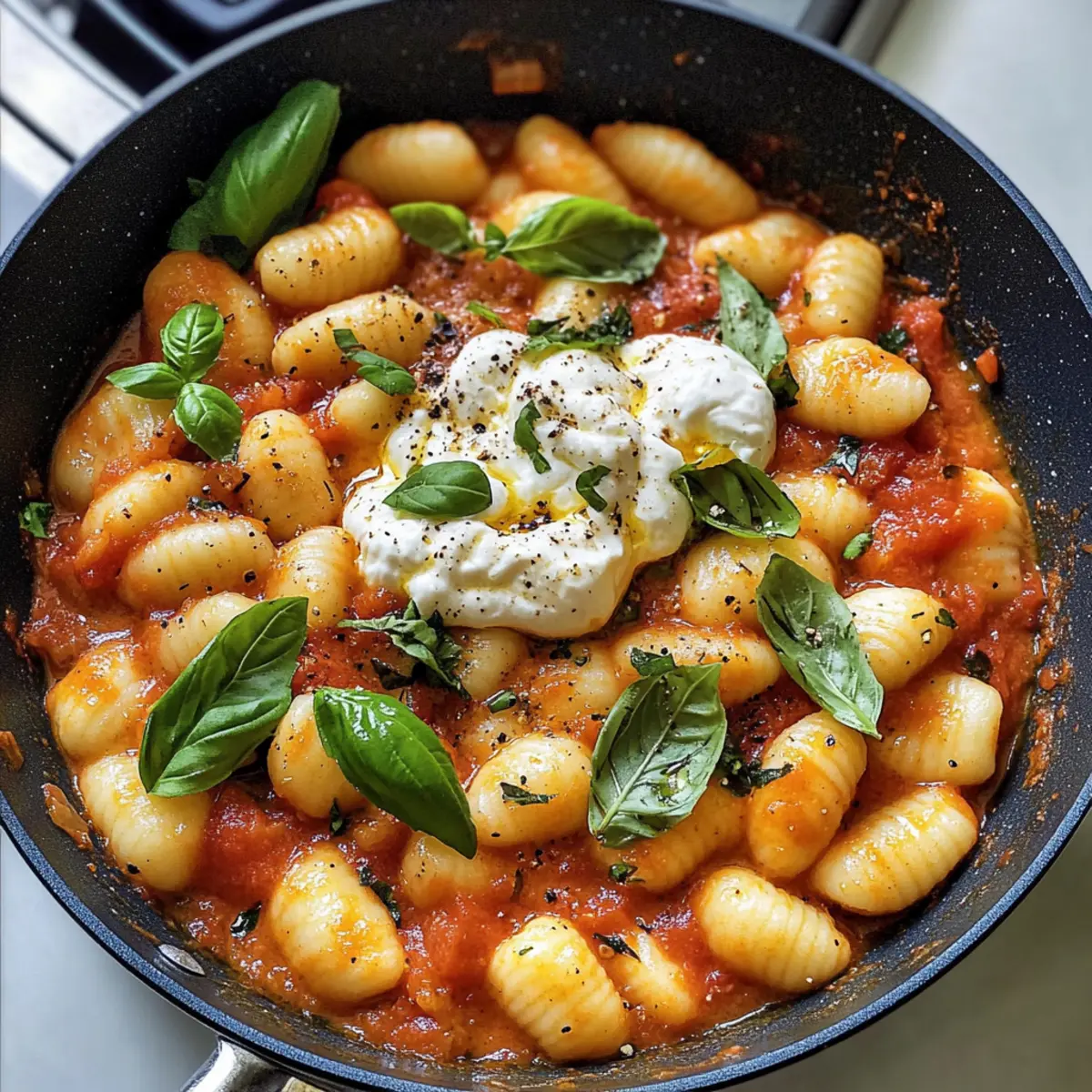 Cremige Tomaten-Gnocchi mit Burrata in 30 Minuten