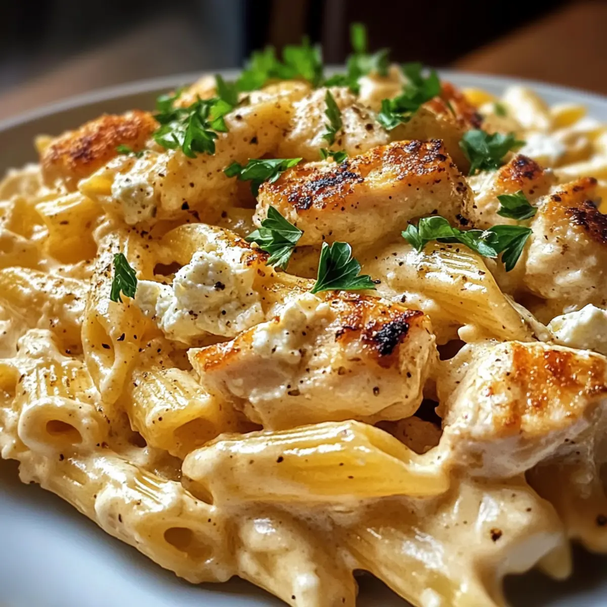 Cremige Hähnchen Feta Pasta für Glücksmomente