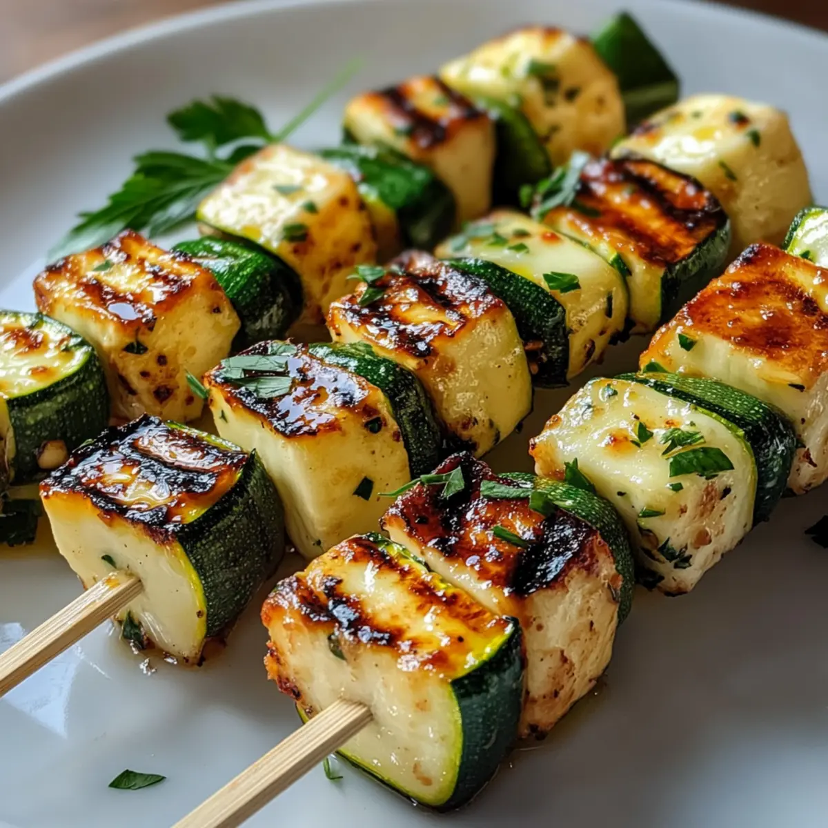 Halloumi Zucchini Spieße Vom Grill für den Sommer