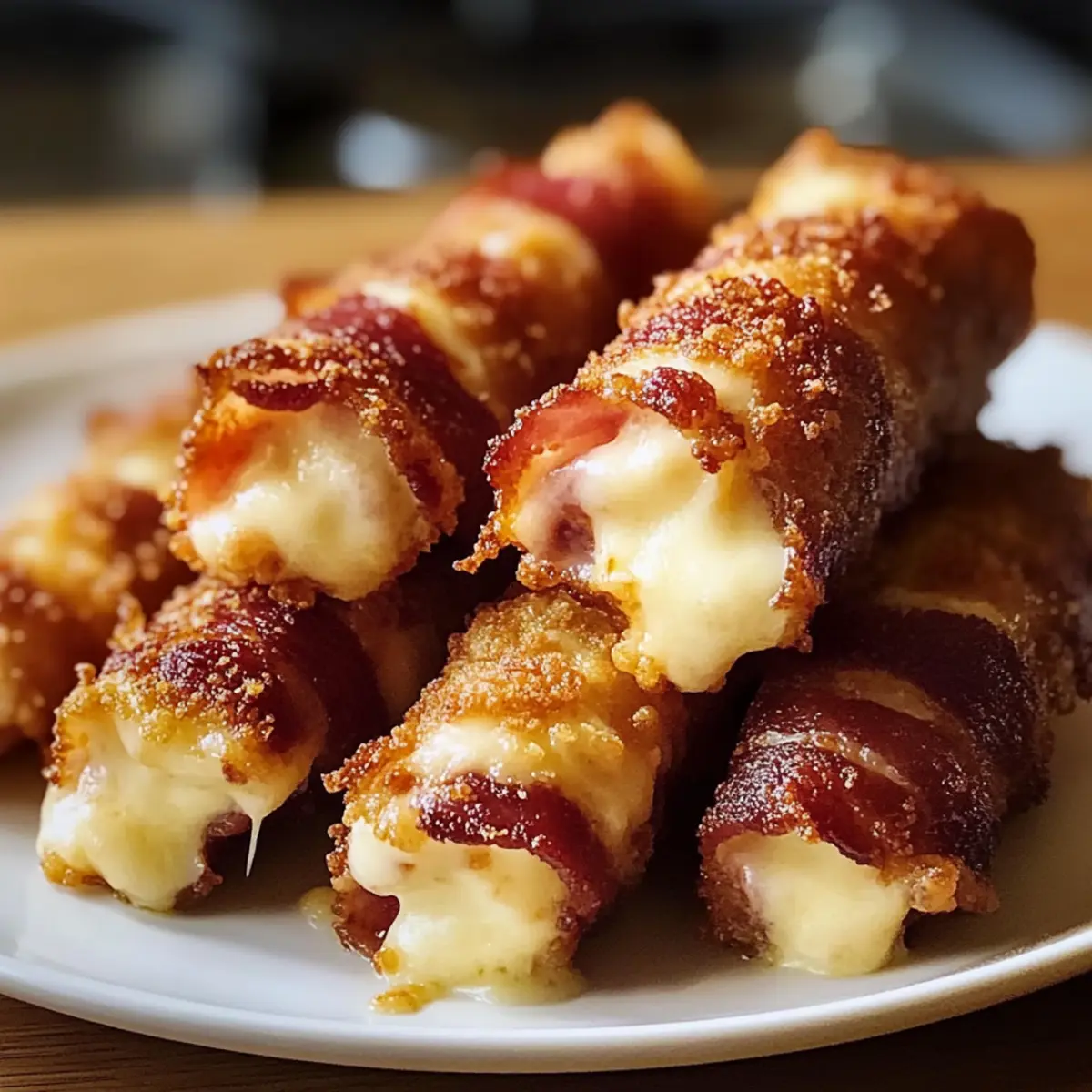 Knusprige Bacon-Mozzarella-Sticks zum Verlieben