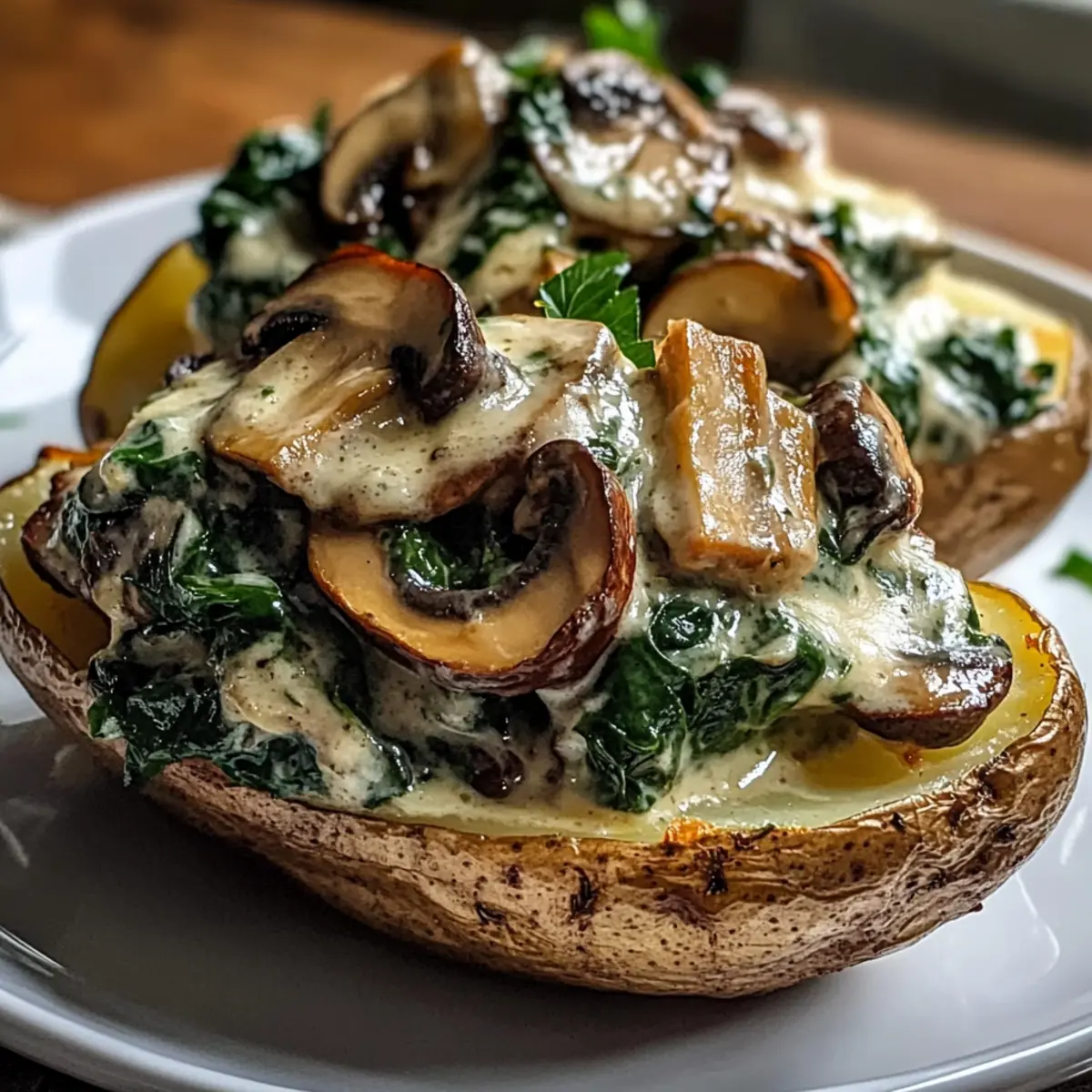 Ofenkartoffeln mit Pilz-Spinat-Füllung ganz einfach