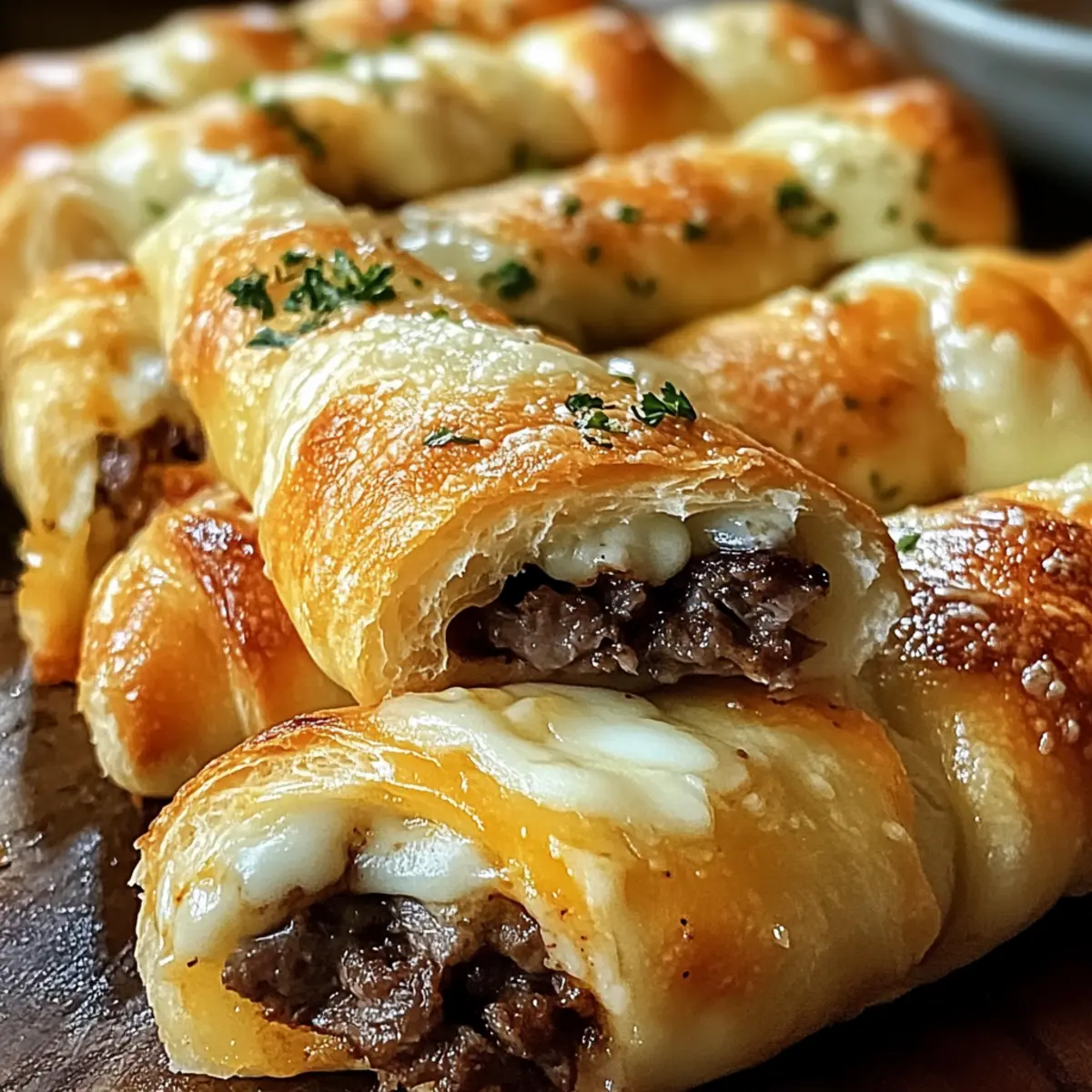 Philly Cheesesteak gefüllte käsige Brotstangen in 30 Minuten