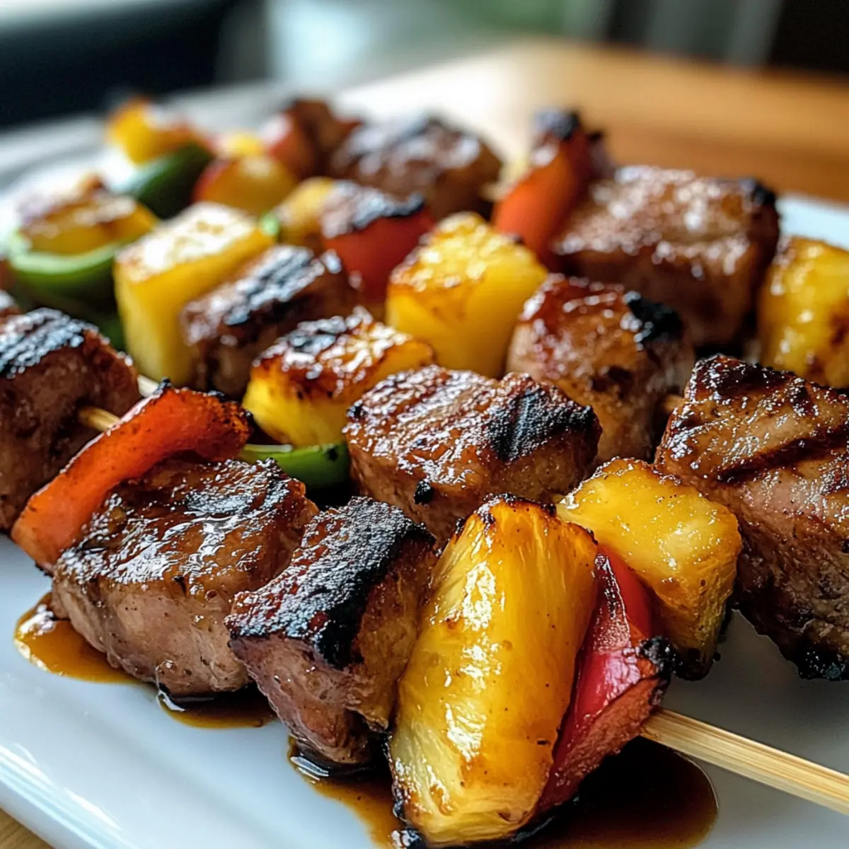 Ananas BBQ Schweinefleisch Spieße für den Grillspaß