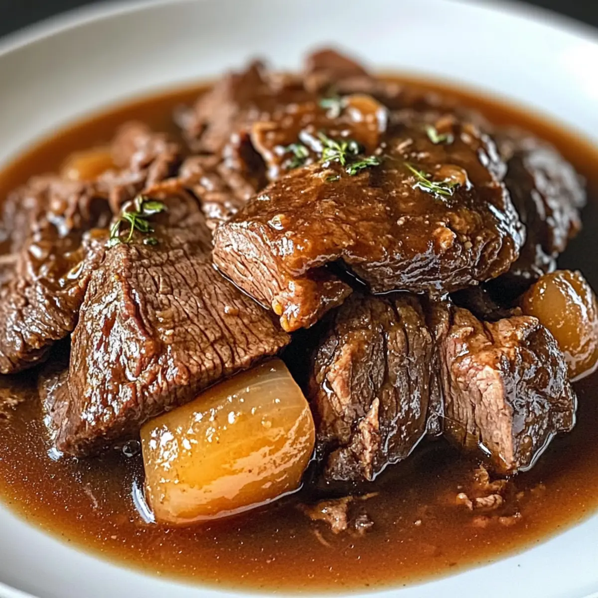 Sonniger Schmorbraten mit reichlich Sauce genießen