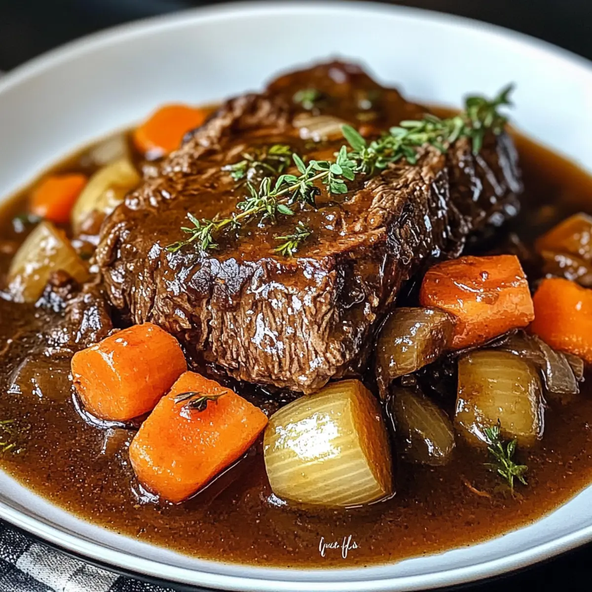Sonniger Schmorbraten mit reichlich Sauce genießen
