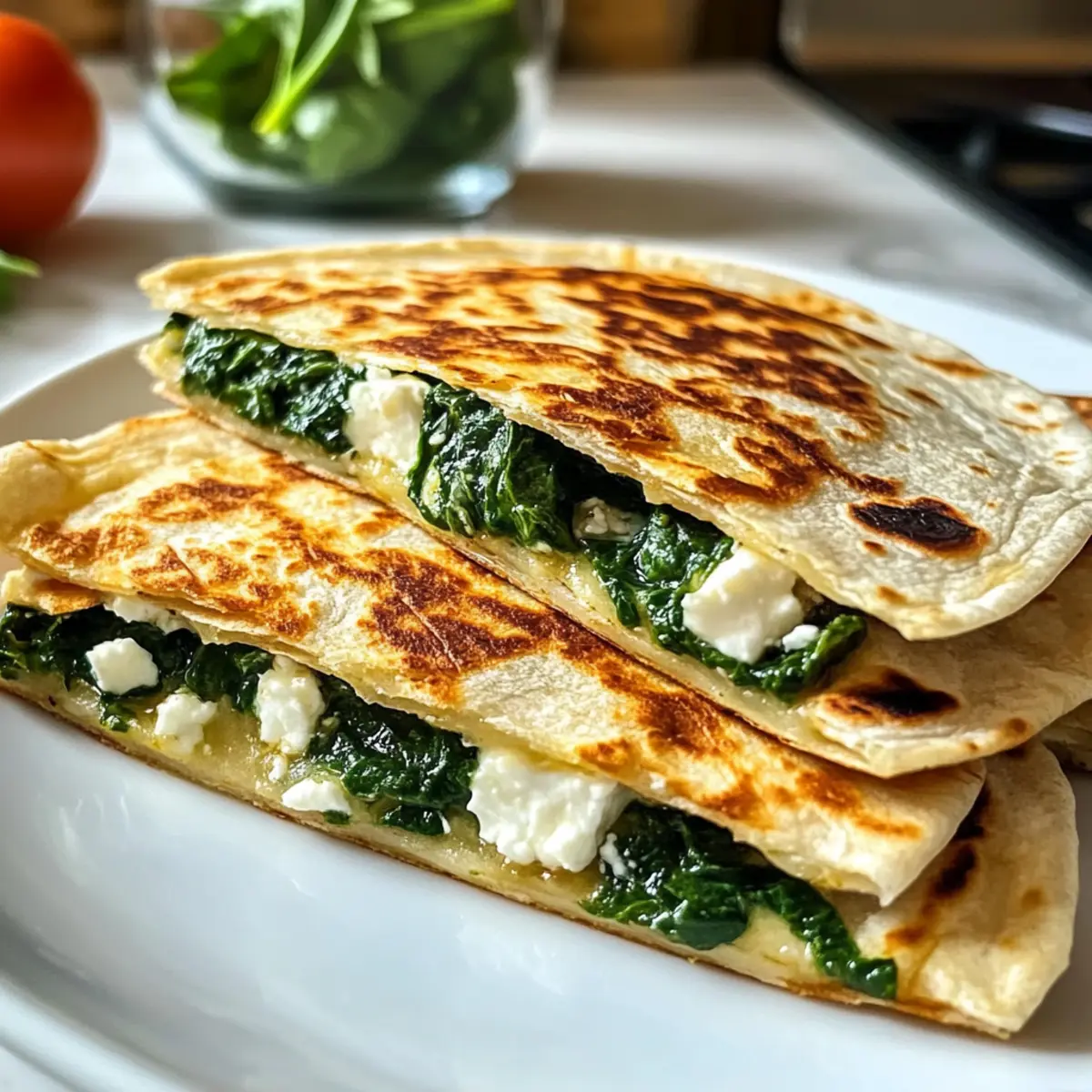 Spinat-Feta-Quesadillas für schnelles Genießen
