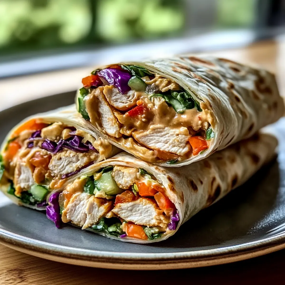 Thai-Erdnuss-Hühnchen-Wraps ganz schnell zubereiten