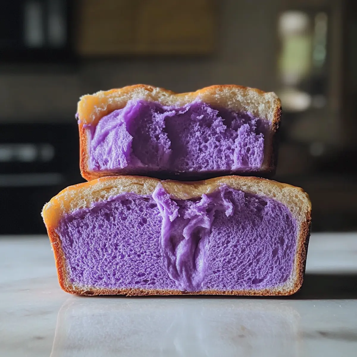 Fluffiges Ube Milchbrot nach Tangzhong-Art