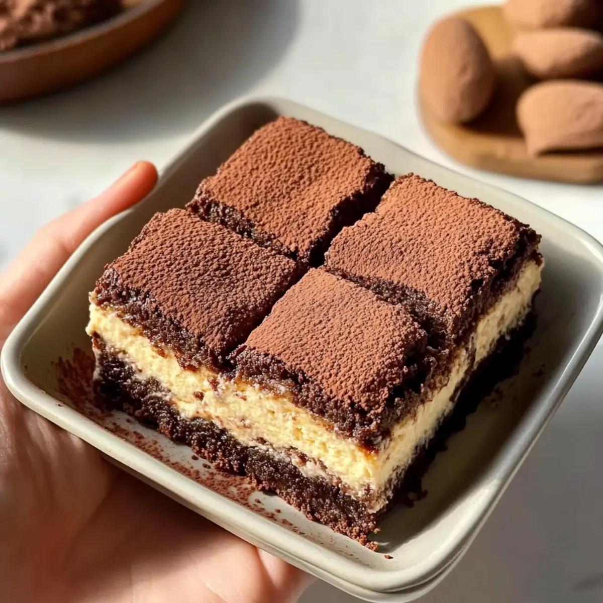 Vegane Tiramisu Cheesecake Brownies zum Verlieben
