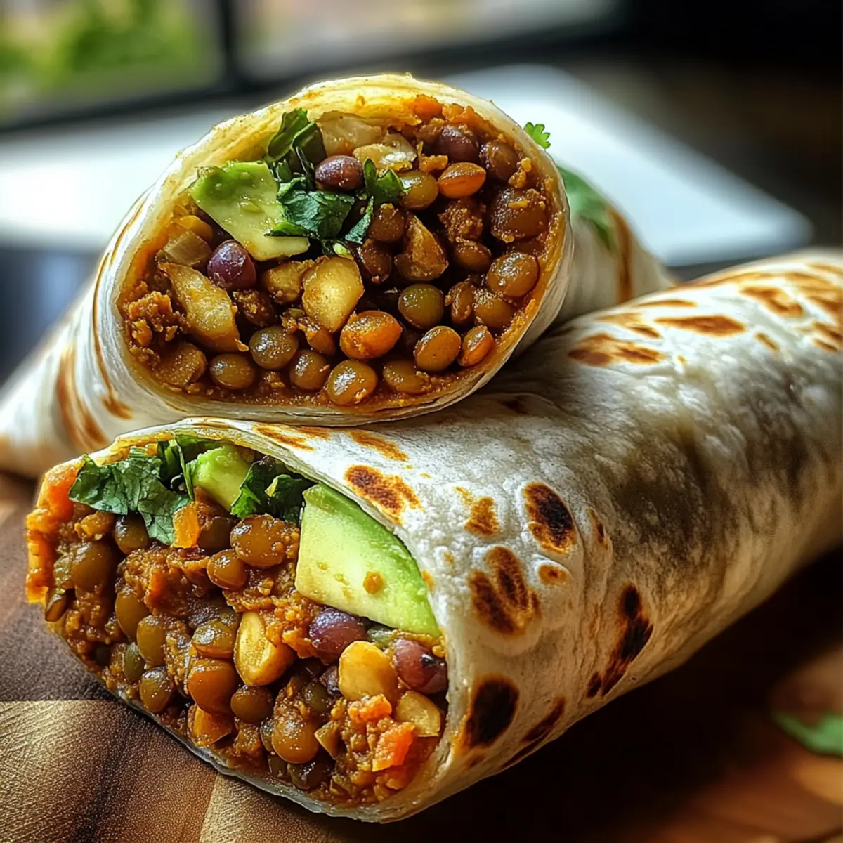 Vegetarische Burritos mit Linsen und Walnüssen genießen