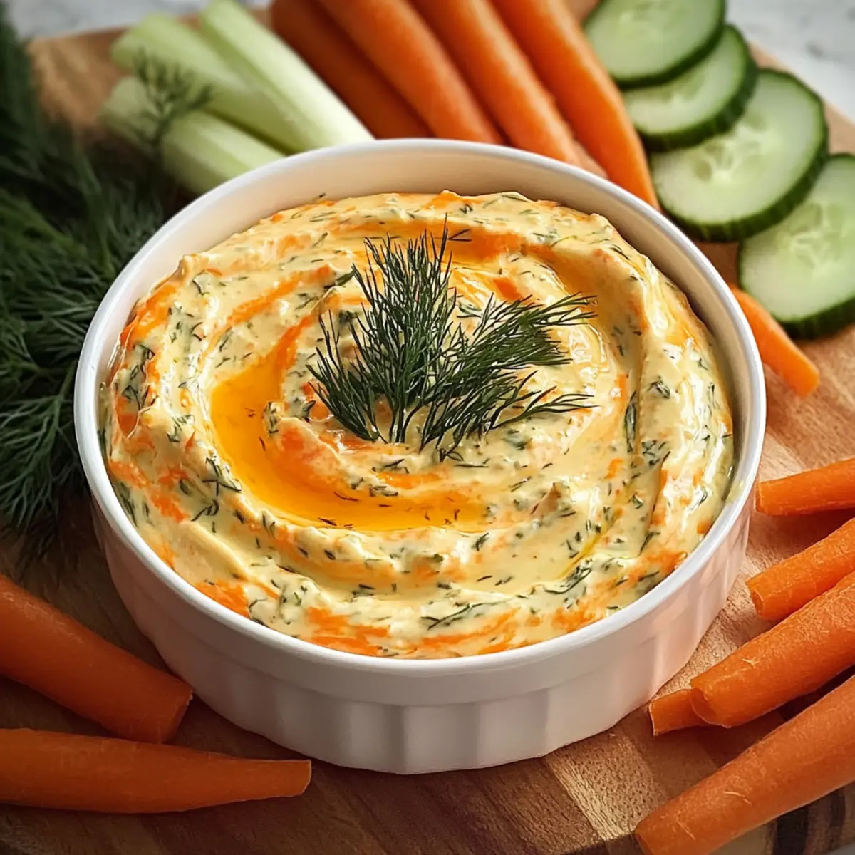 Cremiger Karotten Dill Dip für jeden Anlass