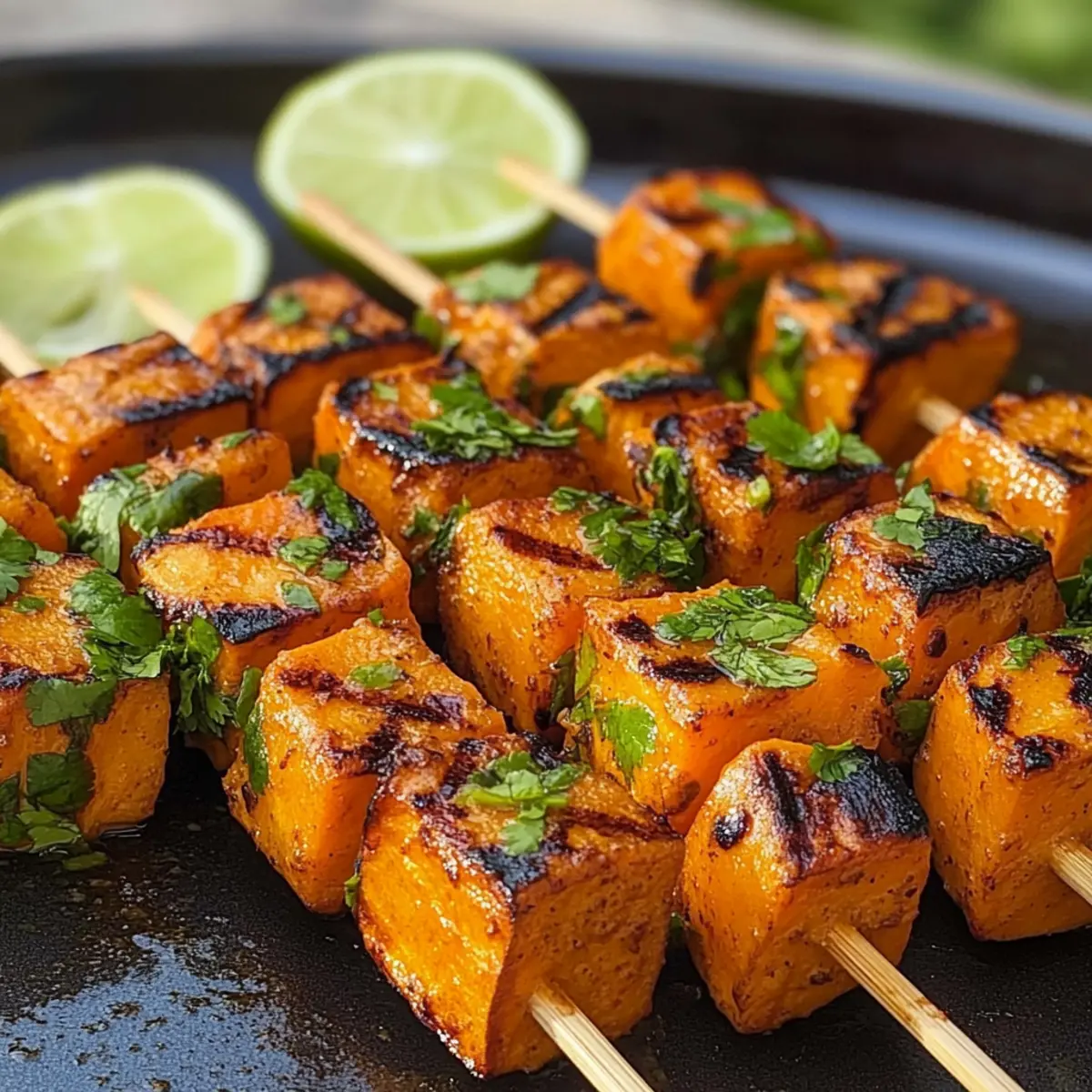 Gegrillte Süßkartoffel-Spieße mit Limetten-Koriander-Marinade
