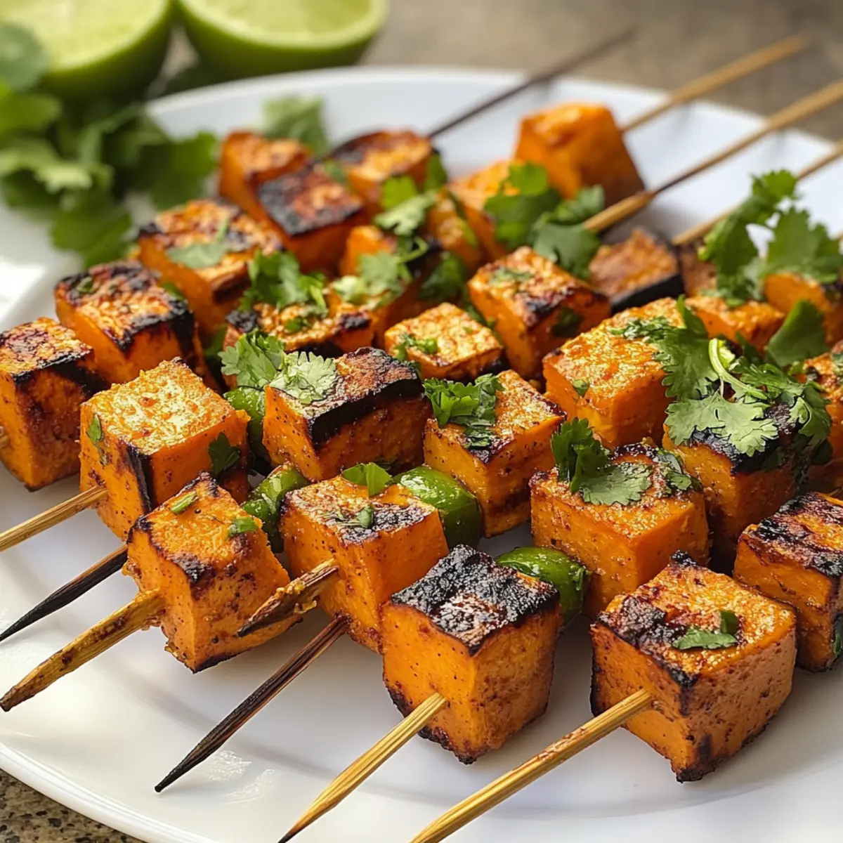 Gegrillte Süßkartoffel-Spieße mit Limetten-Koriander