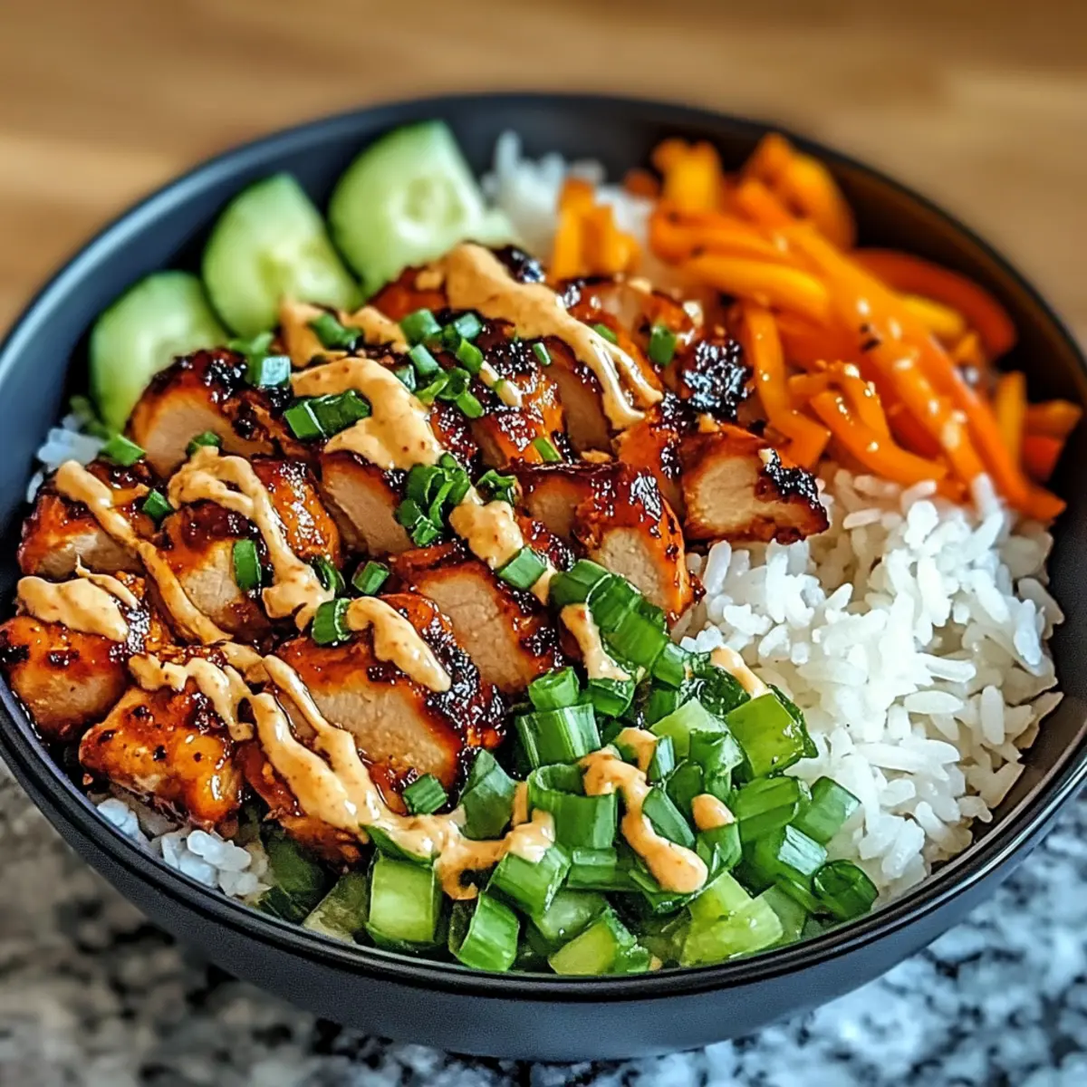 Koreanische BBQ-Hähnchen-Schalen mit Gochujang-Cremesauce