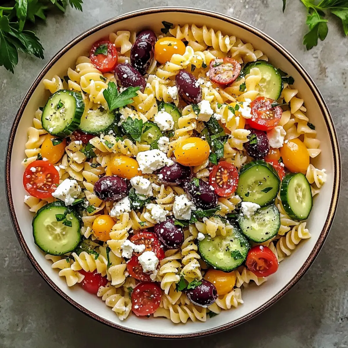 Mediterraner Nudelsalat für den perfekten Sommergenuss