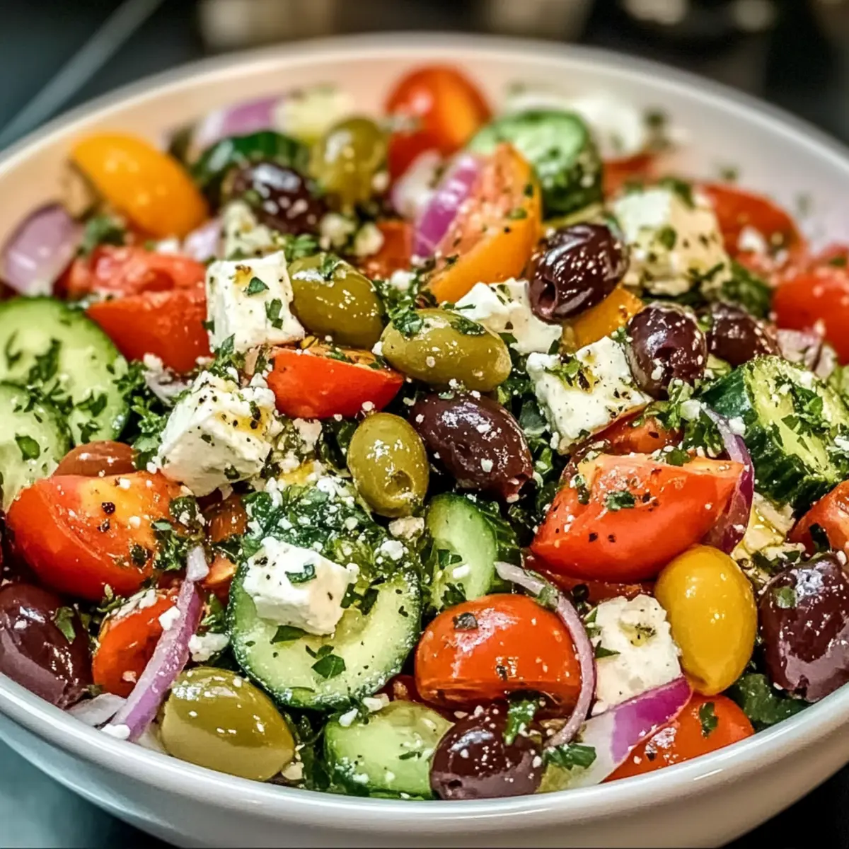 Frischer Mediterraner Salat für Grillen