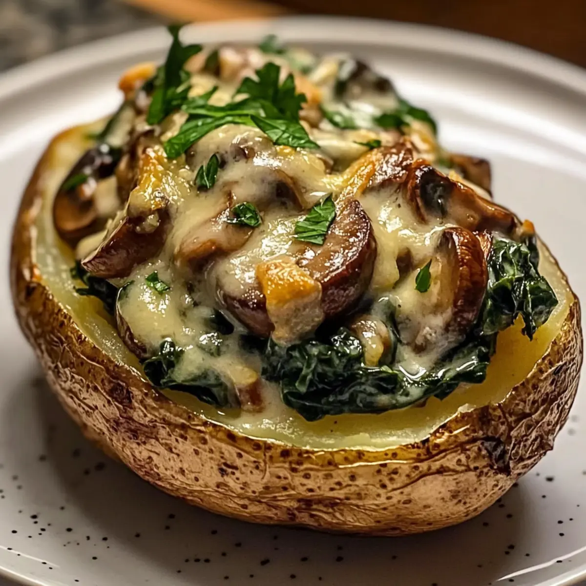 Ofenkartoffeln mit Pilz-Spinat-Füllung genießen