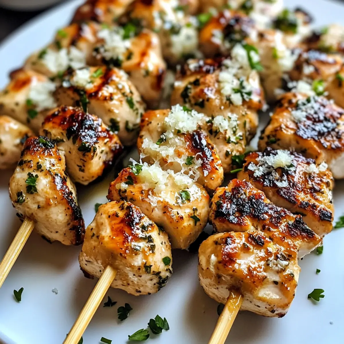 Herzhafte Knoblauch-Parmesan-Hühnchenspieße für Genießer