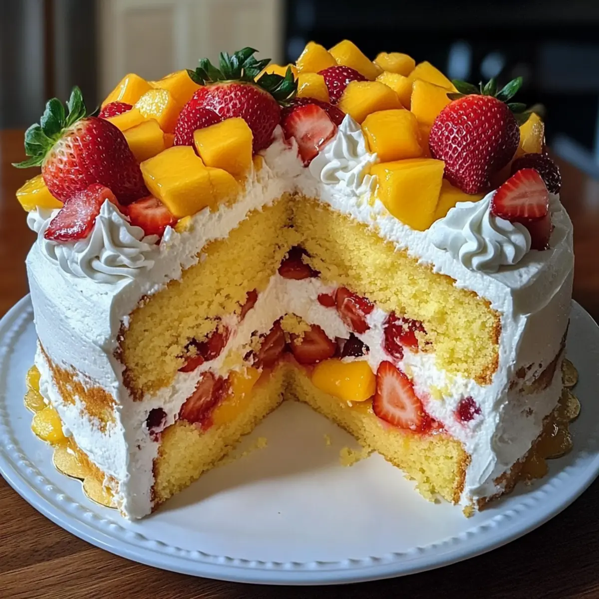 Erdbeer-Mango-Split-Kuchen leicht gemacht