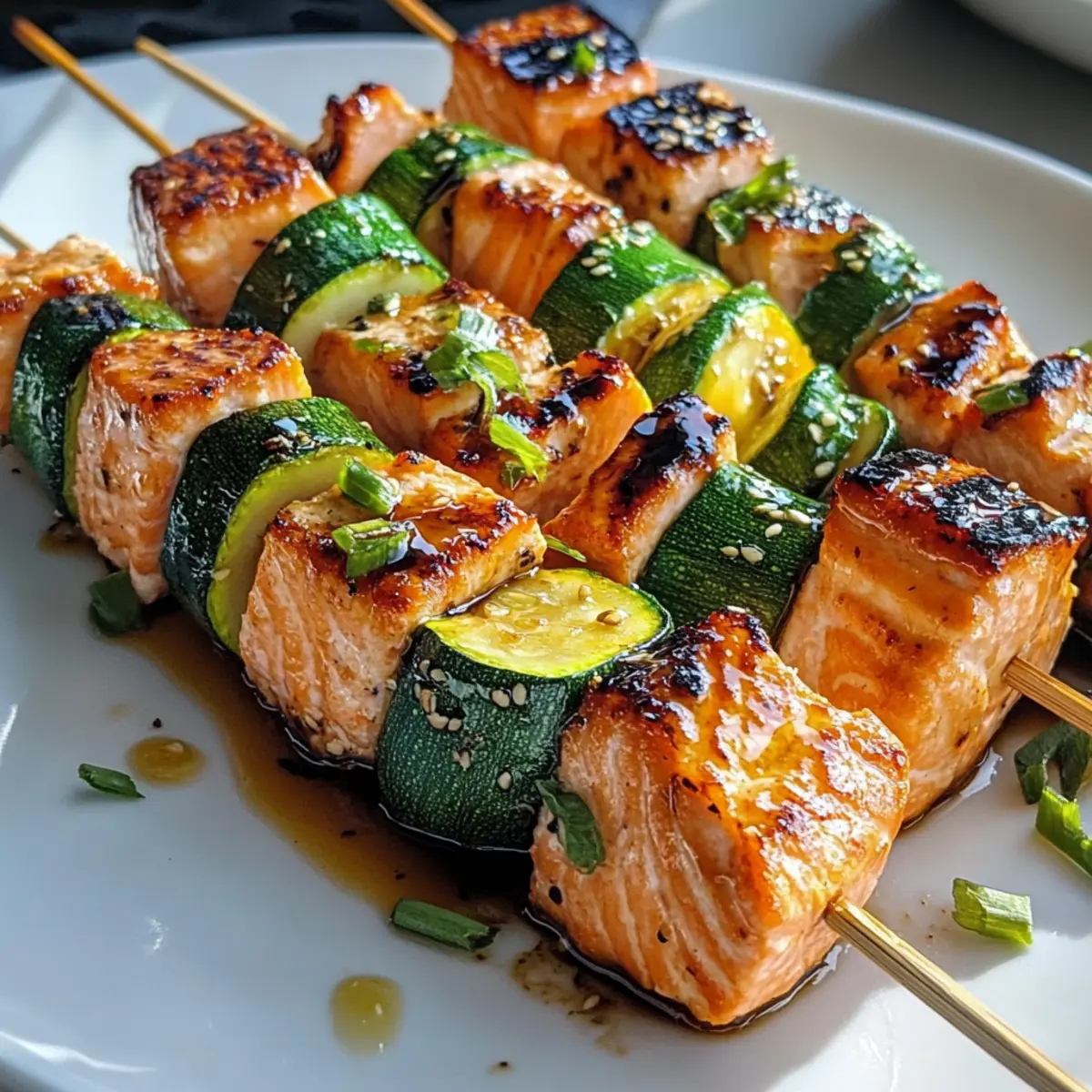Teriyaki Lachs & Zucchini Spieße für Grill-Liebhaber