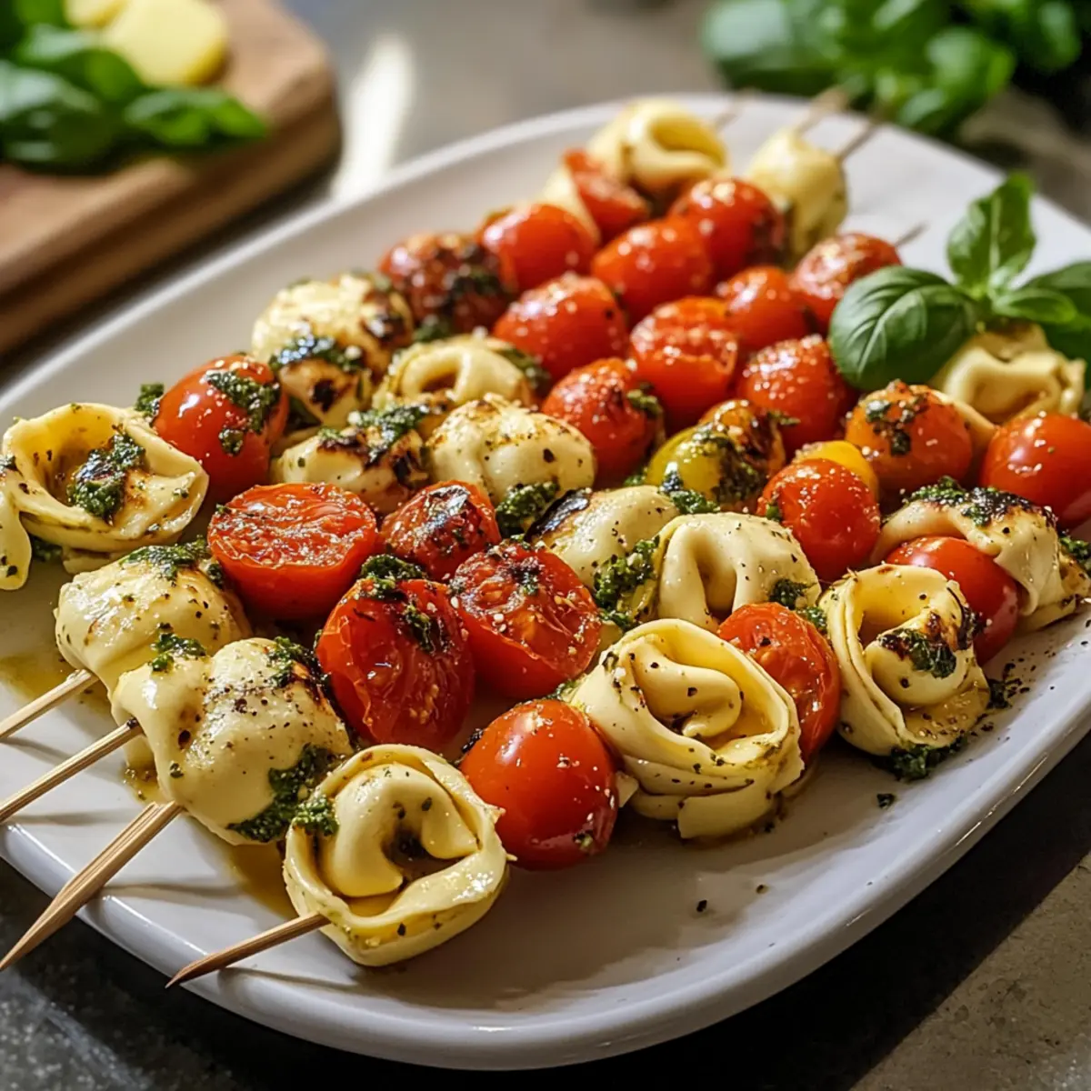Tortellini Spieße Tomate Mozzarella einfach lecker