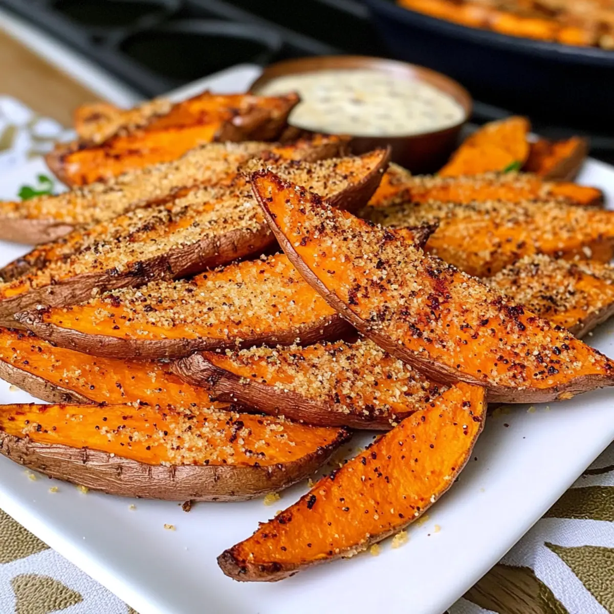 Knoblauch Parmesan Süßkartoffelspalten für jeden Anlass