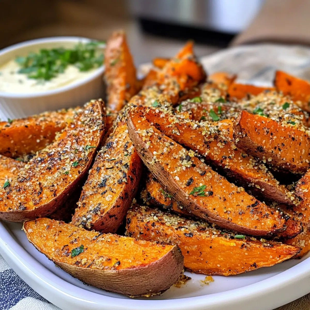 Knoblauch Parmesan Süßkartoffelspalten für echte Genießer