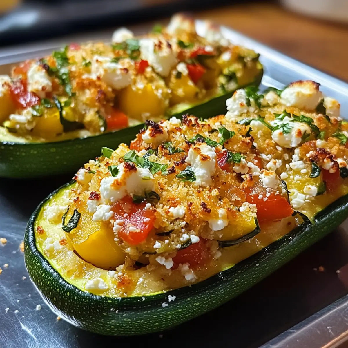 Gefüllte Zucchini mit Feta einfach zubereiten