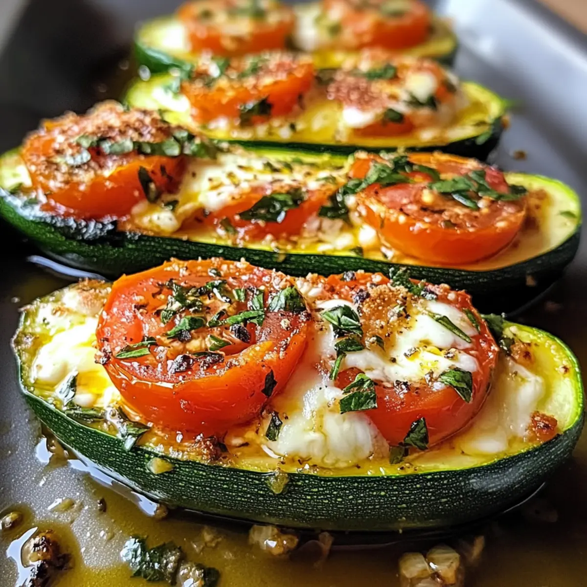 Gefüllte Zucchini mit Tomaten und Mozzarella für jeden Tag